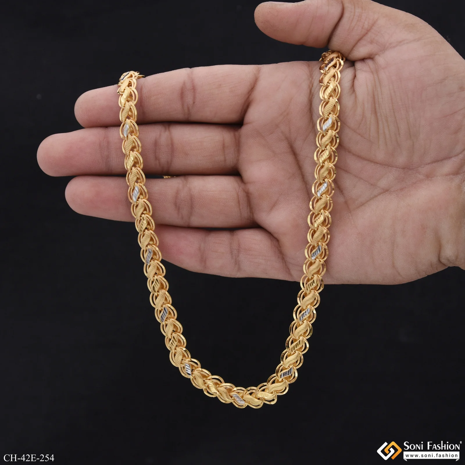 1 Gram Gold Plated Amazing Design Kohli Chain for Men - Style E254 - Image 6