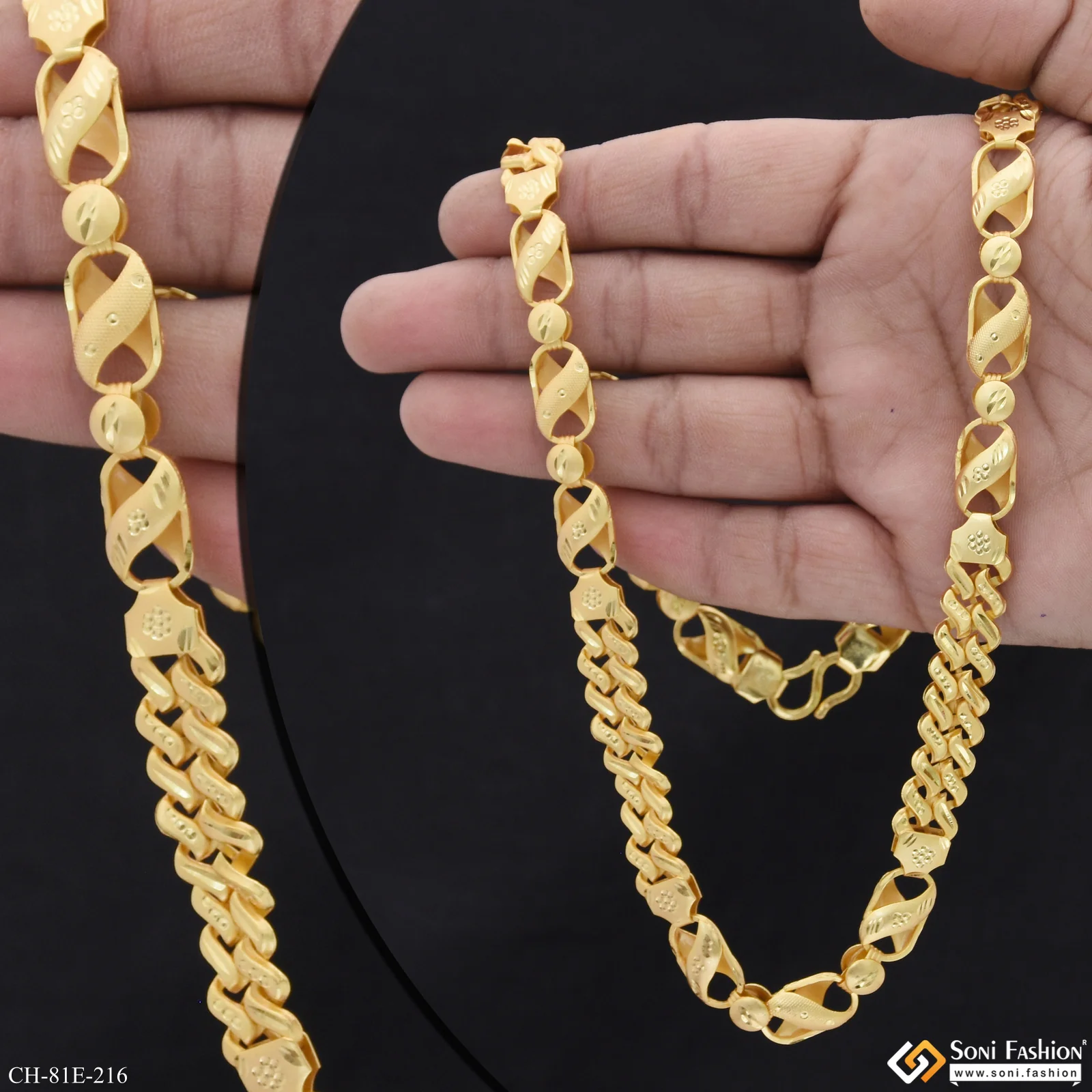 1 Gram Gold Plated Amazing Design Kohli Pokal Chain for Men - Style E216 - Image 2