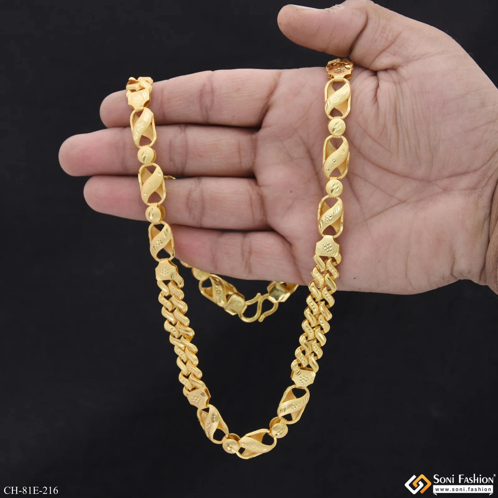 1 Gram Gold Plated Amazing Design Kohli Pokal Chain for Men - Style E216 - Image 6