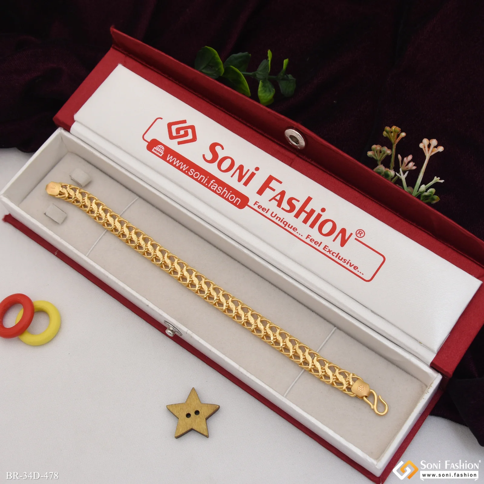 1 Gram Gold Plated Amazing Design Link Bracelet for Men - Style D478 - Image 2