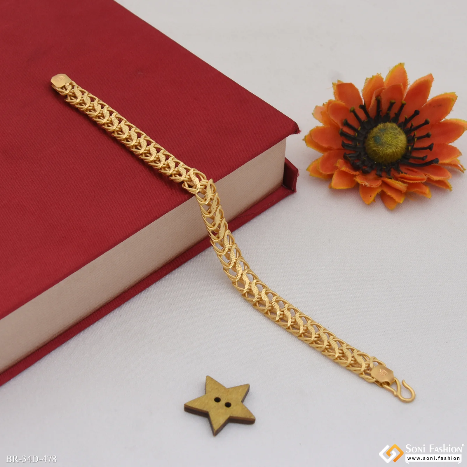 1 Gram Gold Plated Amazing Design Link Bracelet for Men - Style D478 - Image 3