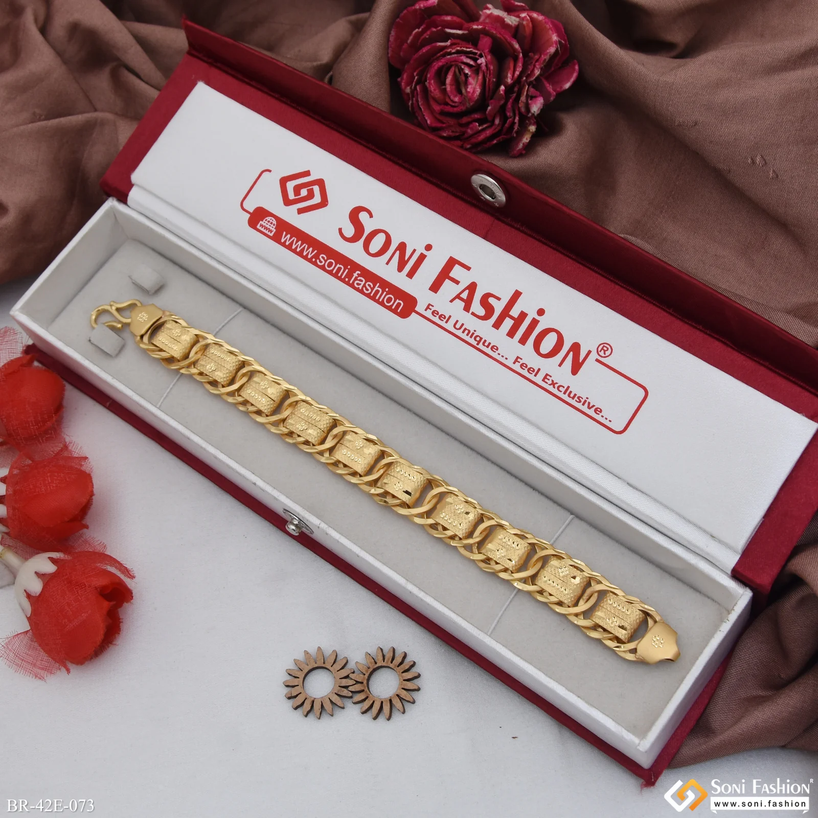 1 Gram Gold Plated Amazing Design Link Bracelet for Men - Style E073 - Image 2