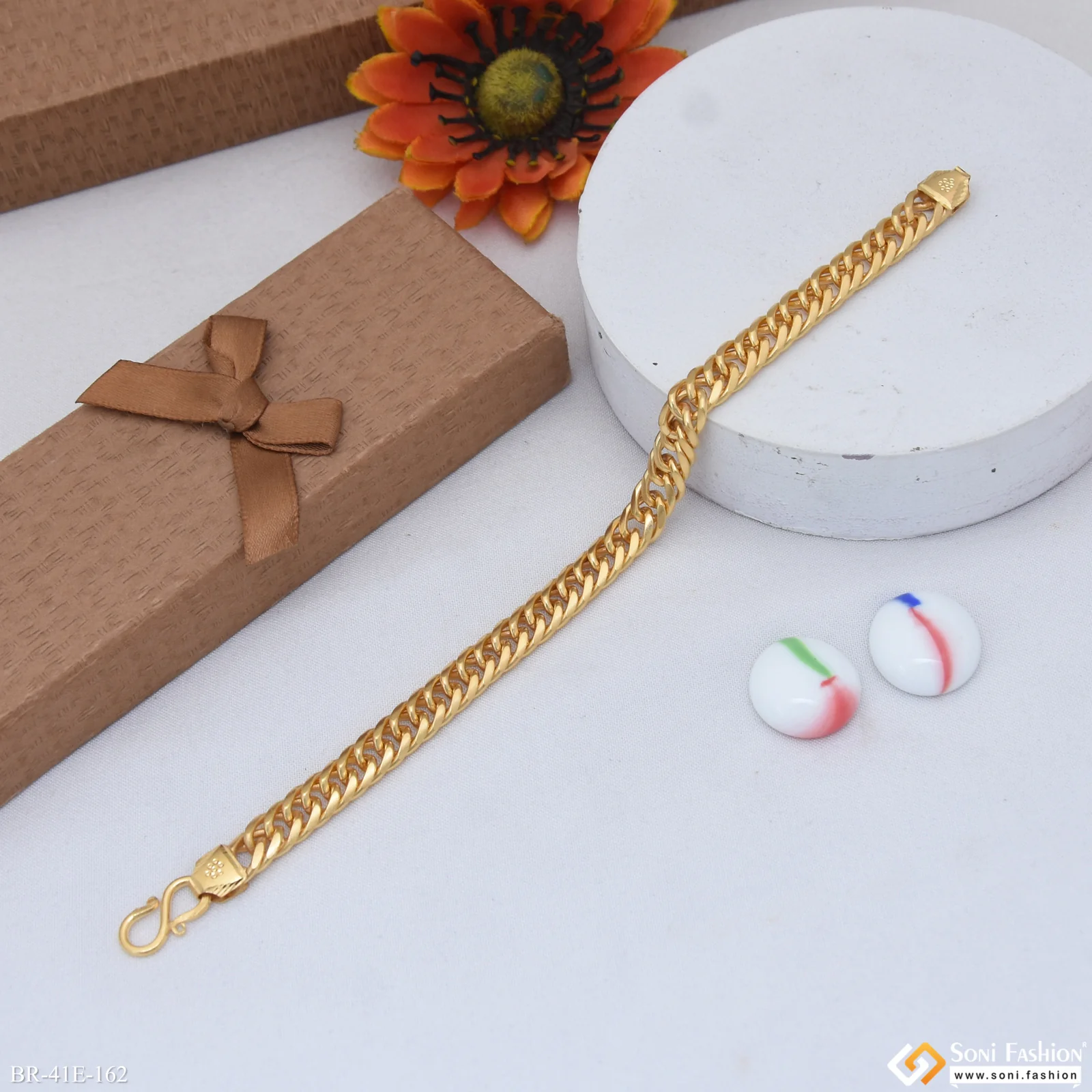 1 Gram Gold Plated Amazing Design Link Bracelet for Men - Style E162 - Image 5