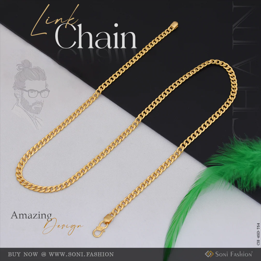 1 Gram Gold Plated Amazing Design Link Chain for Men - Style D754