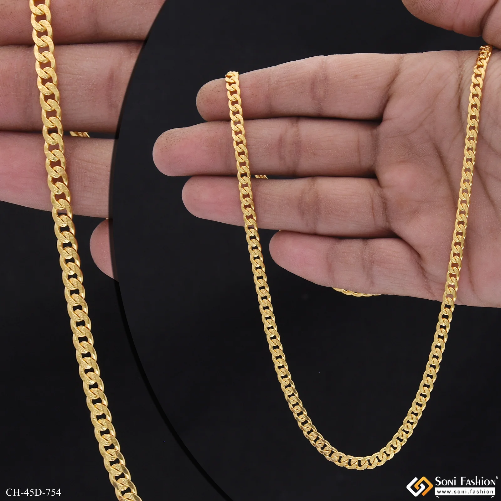1 Gram Gold Plated Amazing Design Link Chain for Men - Style D754 - Image 3