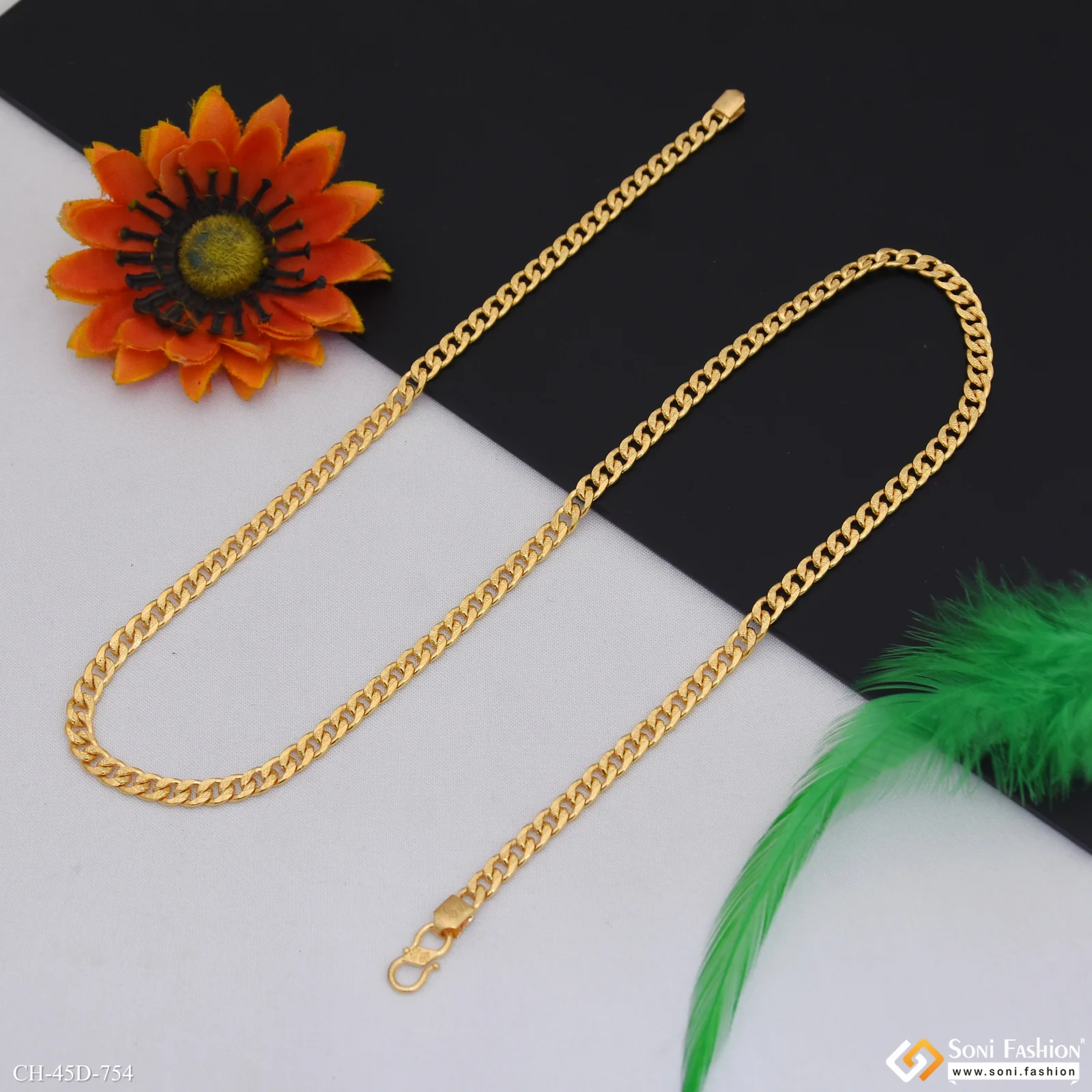 1 Gram Gold Plated Amazing Design Link Chain for Men - Style D754 - Image 8