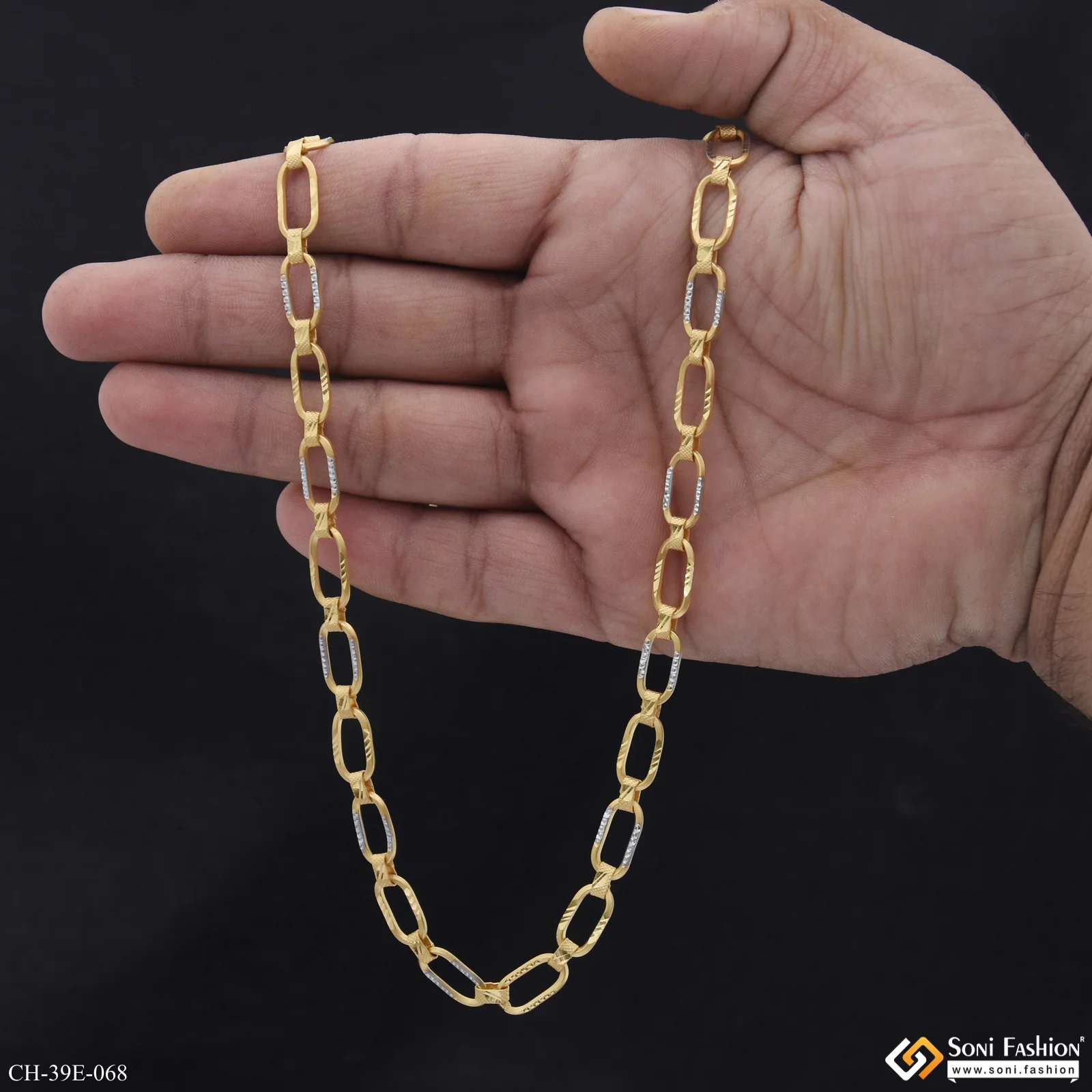 1 Gram Gold Plated Amazing Design Link Chain for Men - Style E068 - Image 6