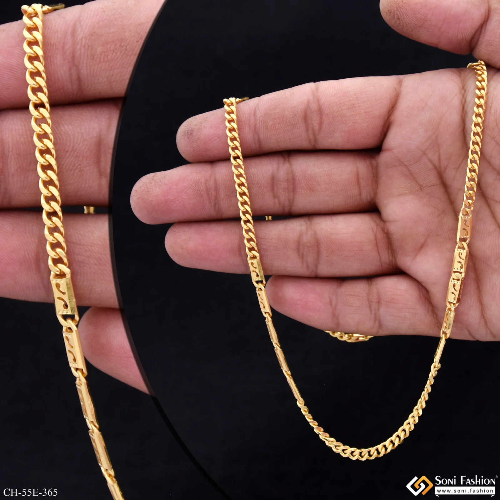 1 Gram Gold Plated Amazing Design Link Nawabi Chain for Men - Style E365 - Image 3
