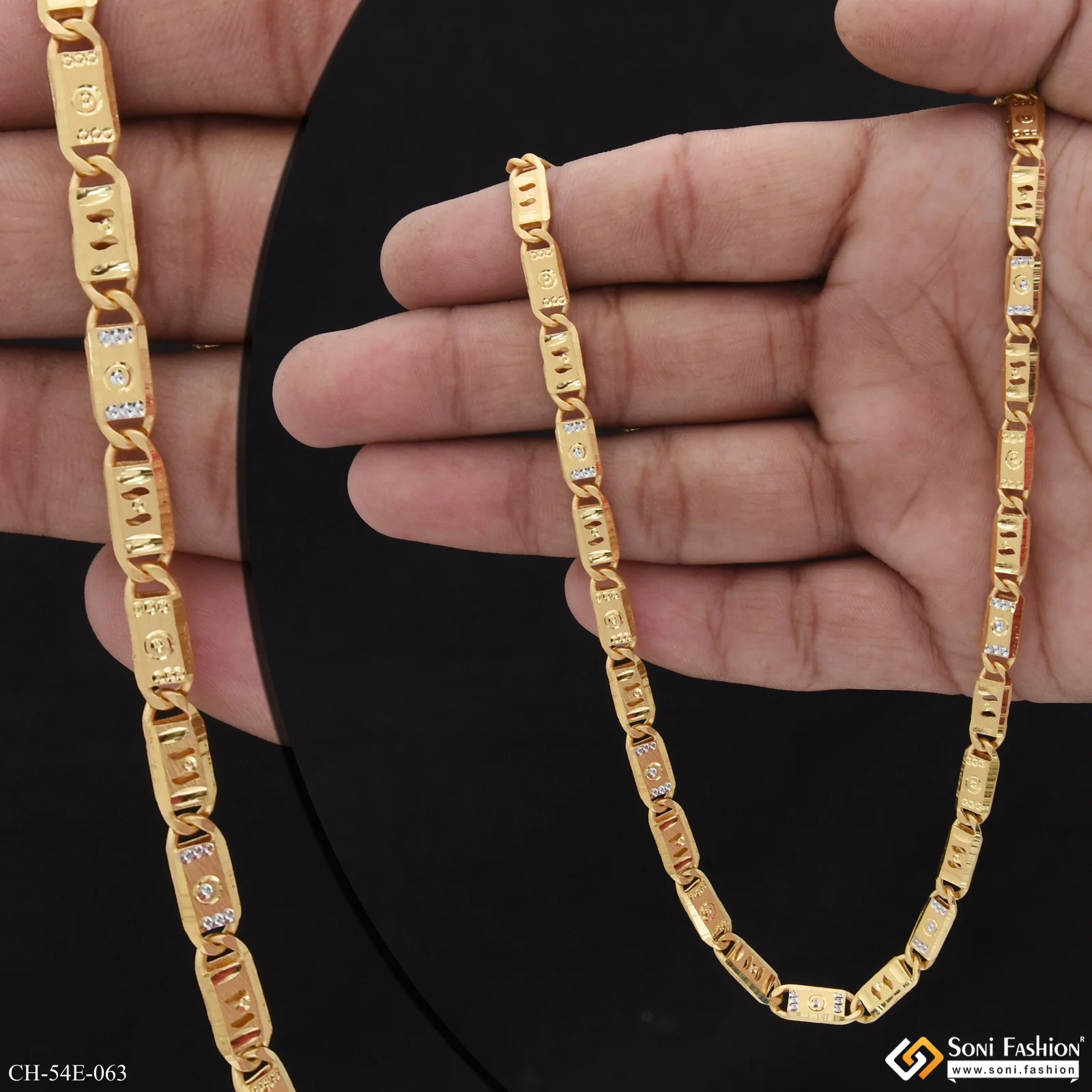 1 Gram Gold Plated Amazing Design Nawabi Chain for Men - Style E063 - Image 2