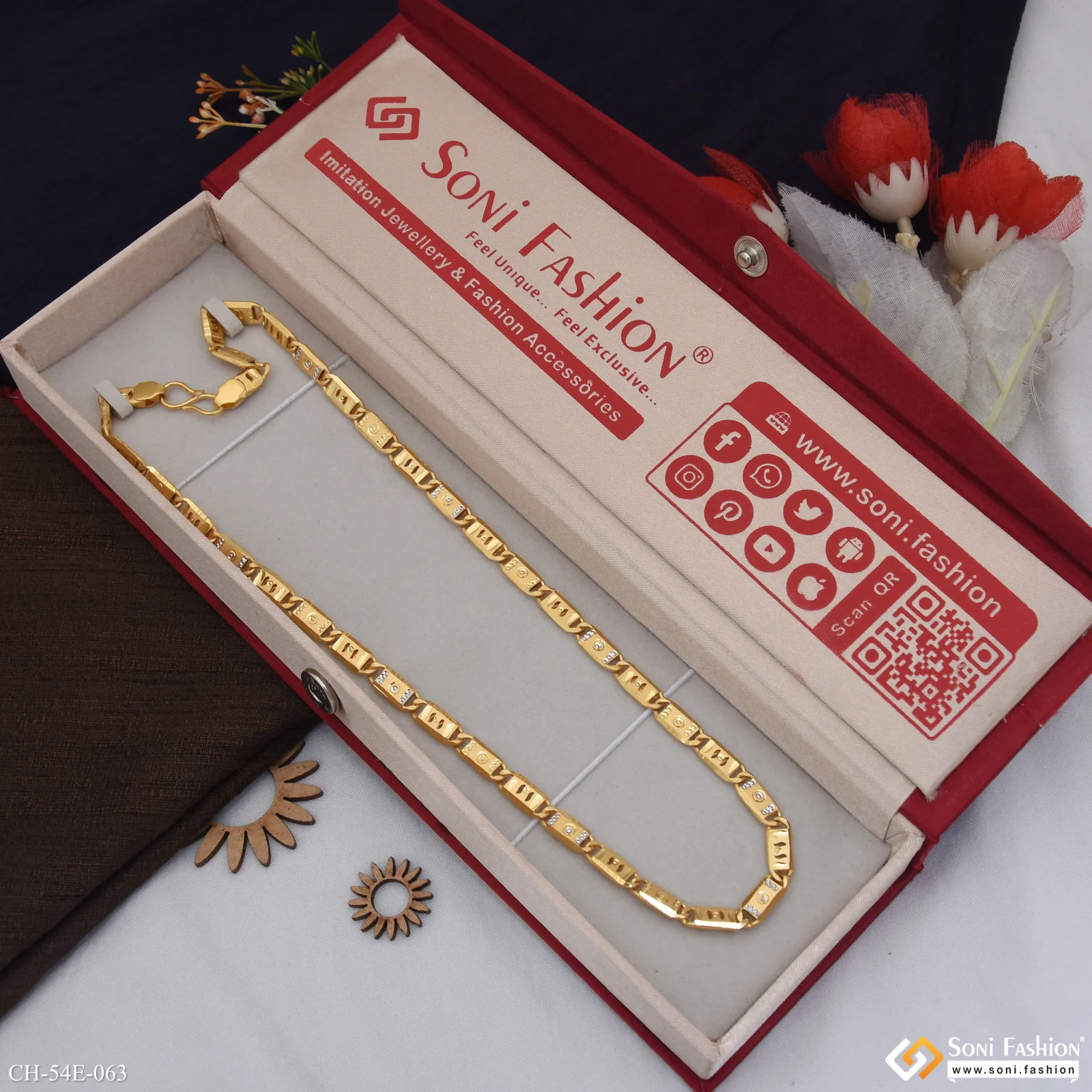 1 Gram Gold Plated Amazing Design Nawabi Chain for Men - Style E063 - Image 3