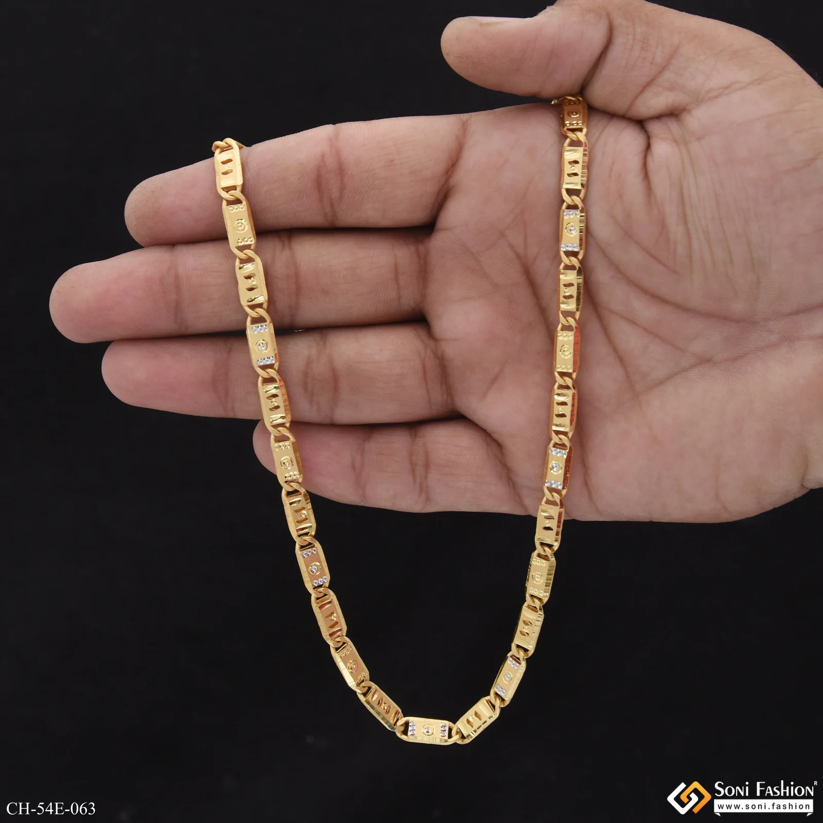1 Gram Gold Plated Amazing Design Nawabi Chain for Men - Style E063 - Image 6