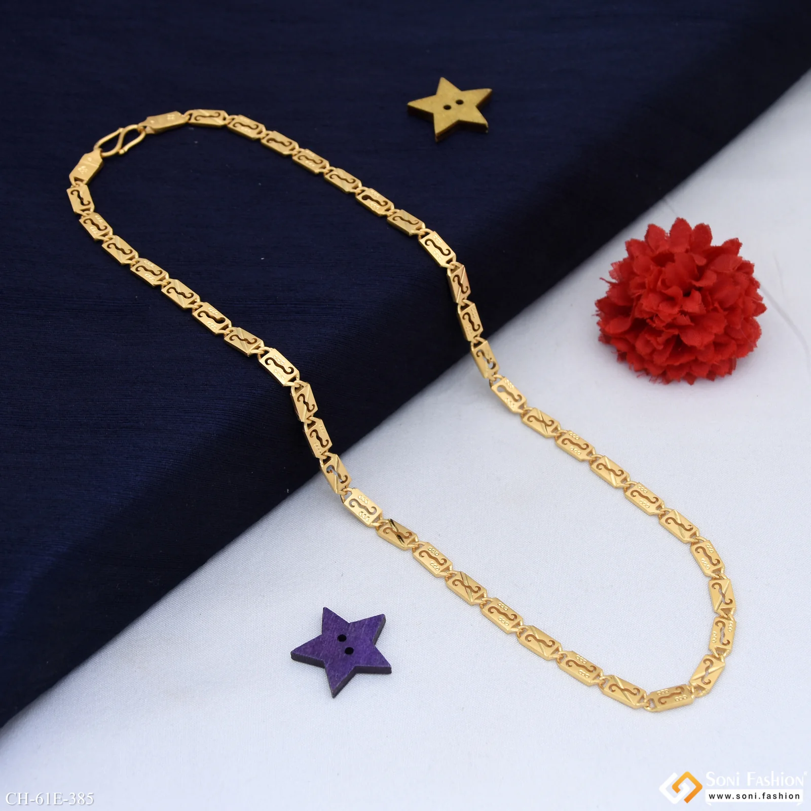 1 Gram Gold Plated Amazing Design Nawabi Chain for Men - Style E385 - Image 5