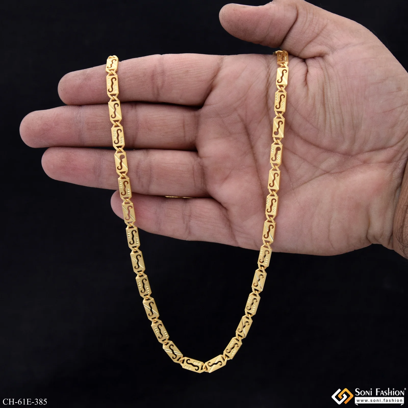 1 Gram Gold Plated Amazing Design Nawabi Chain for Men - Style E385 - Image 6