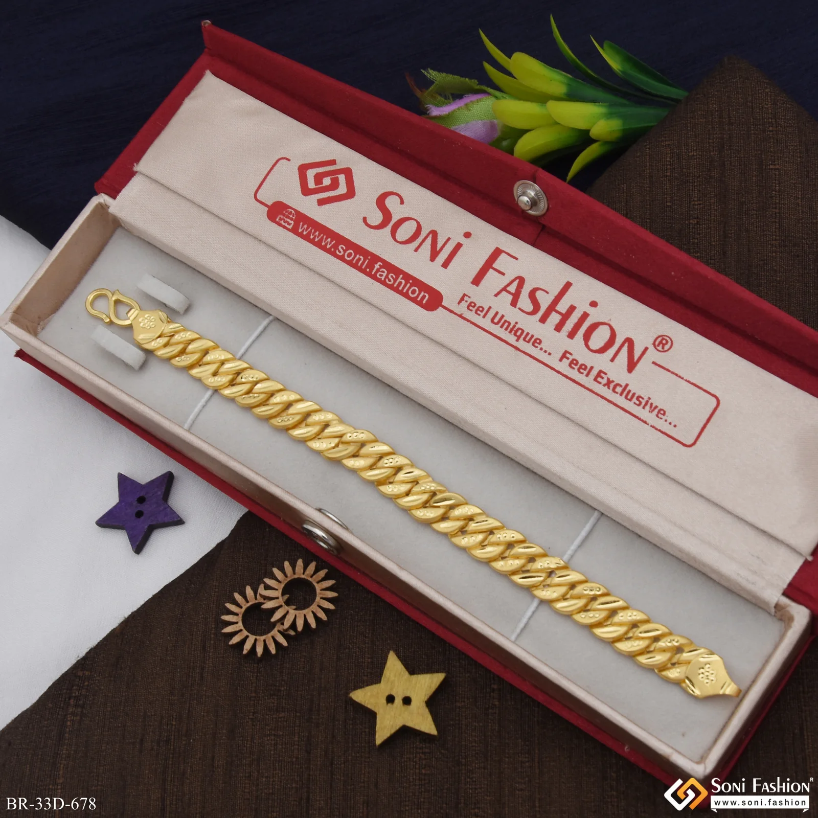 1 Gram Gold Plated Amazing Design Pokal Bracelet for Men - Style D678