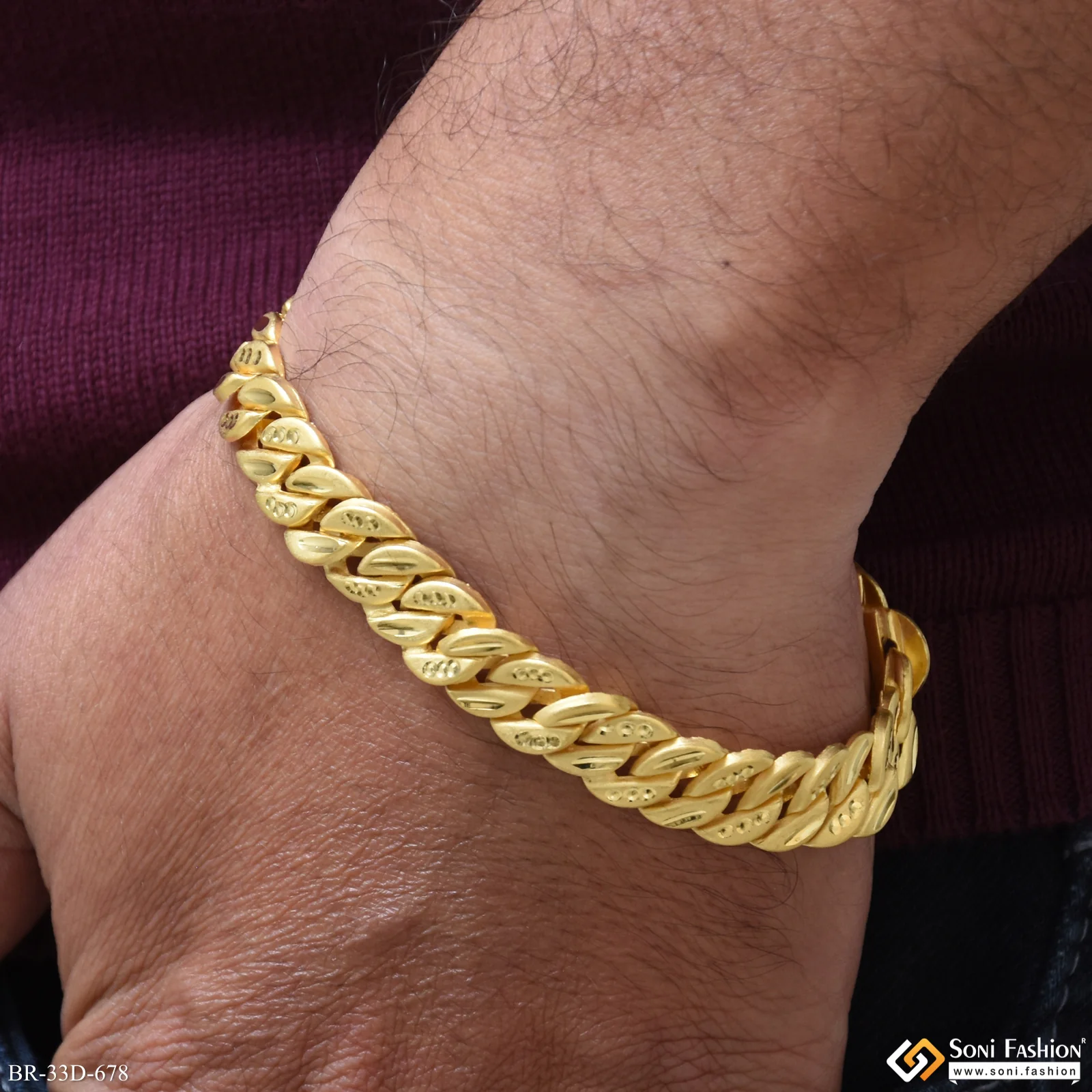 1 Gram Gold Plated Amazing Design Pokal Bracelet for Men - Style D678 - Image 2
