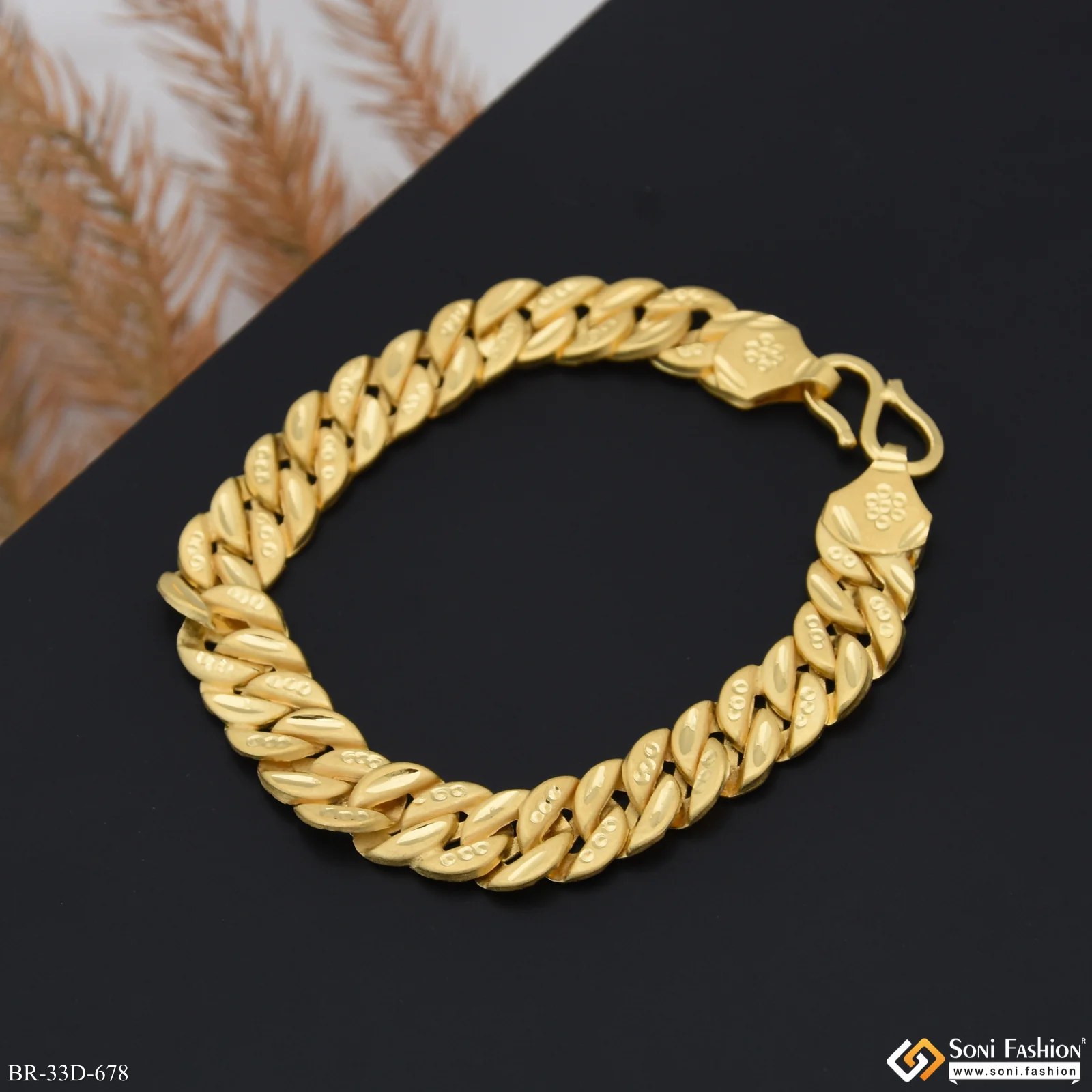 1 Gram Gold Plated Amazing Design Pokal Bracelet for Men - Style D678 - Image 5