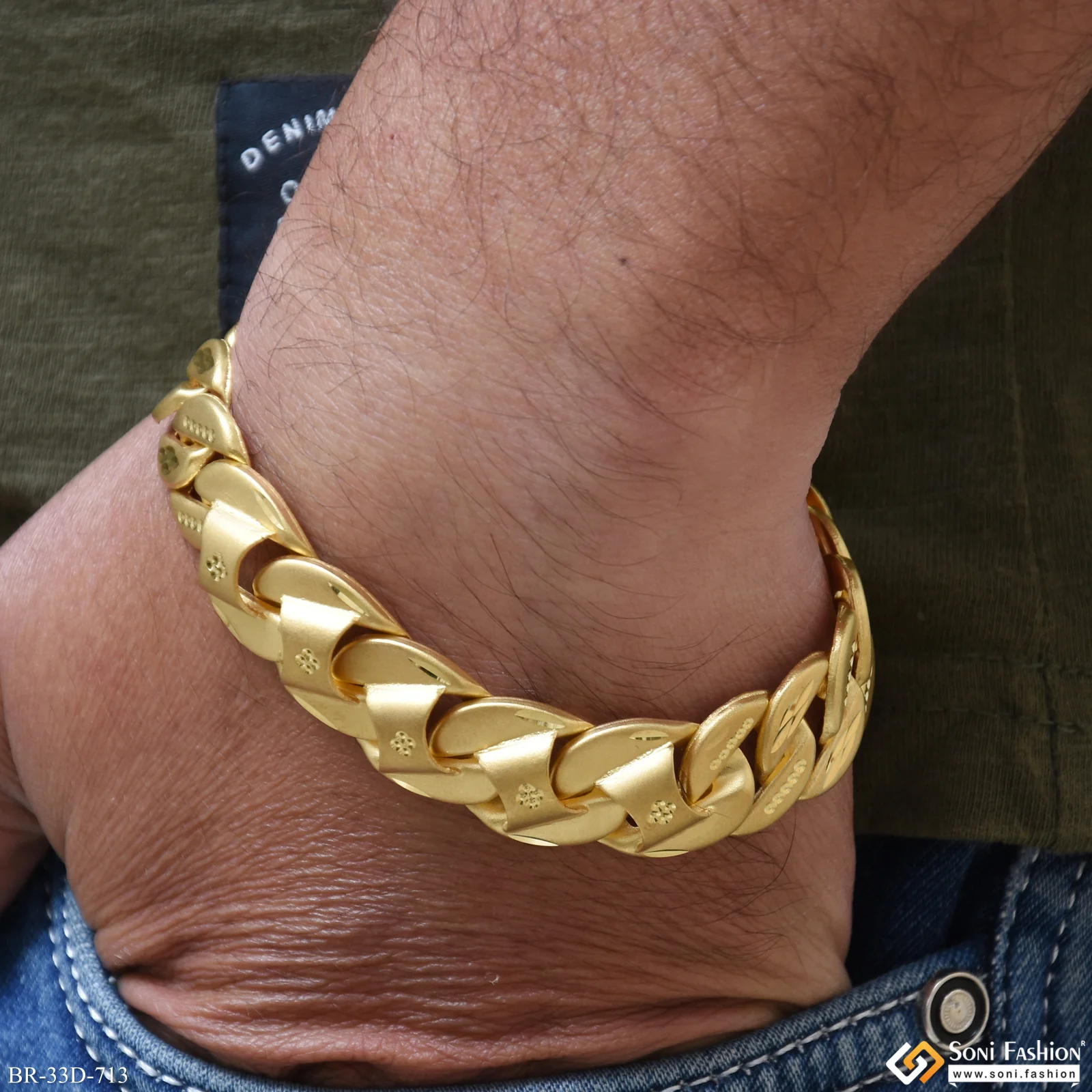 1 Gram Gold Plated Amazing Design Pokal Bracelet for Men - Style D713