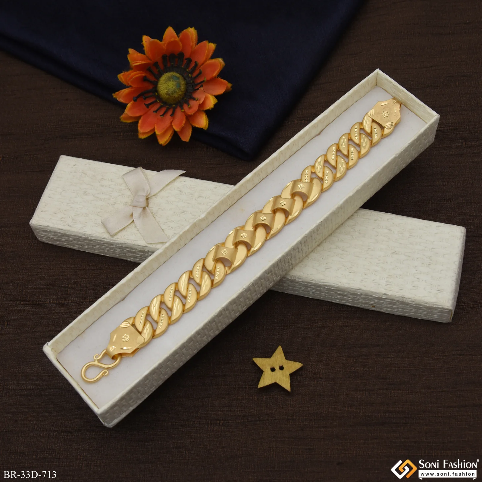 1 Gram Gold Plated Amazing Design Pokal Bracelet for Men - Style D713 - Image 4