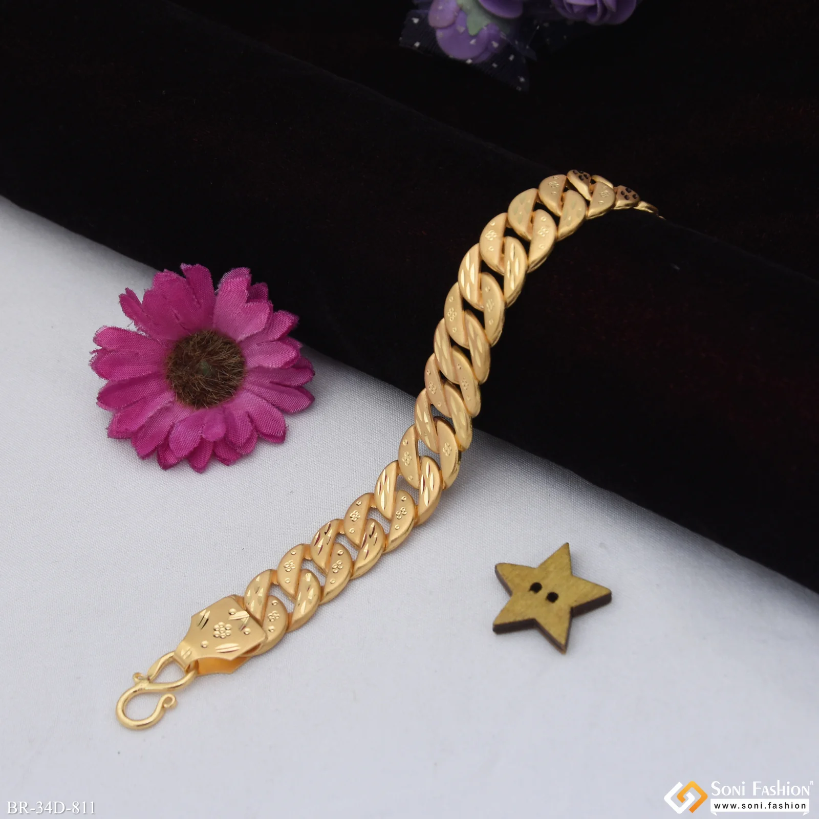 1 Gram Gold Plated Amazing Design Pokal Bracelet for Men - Style D811 - Image 3