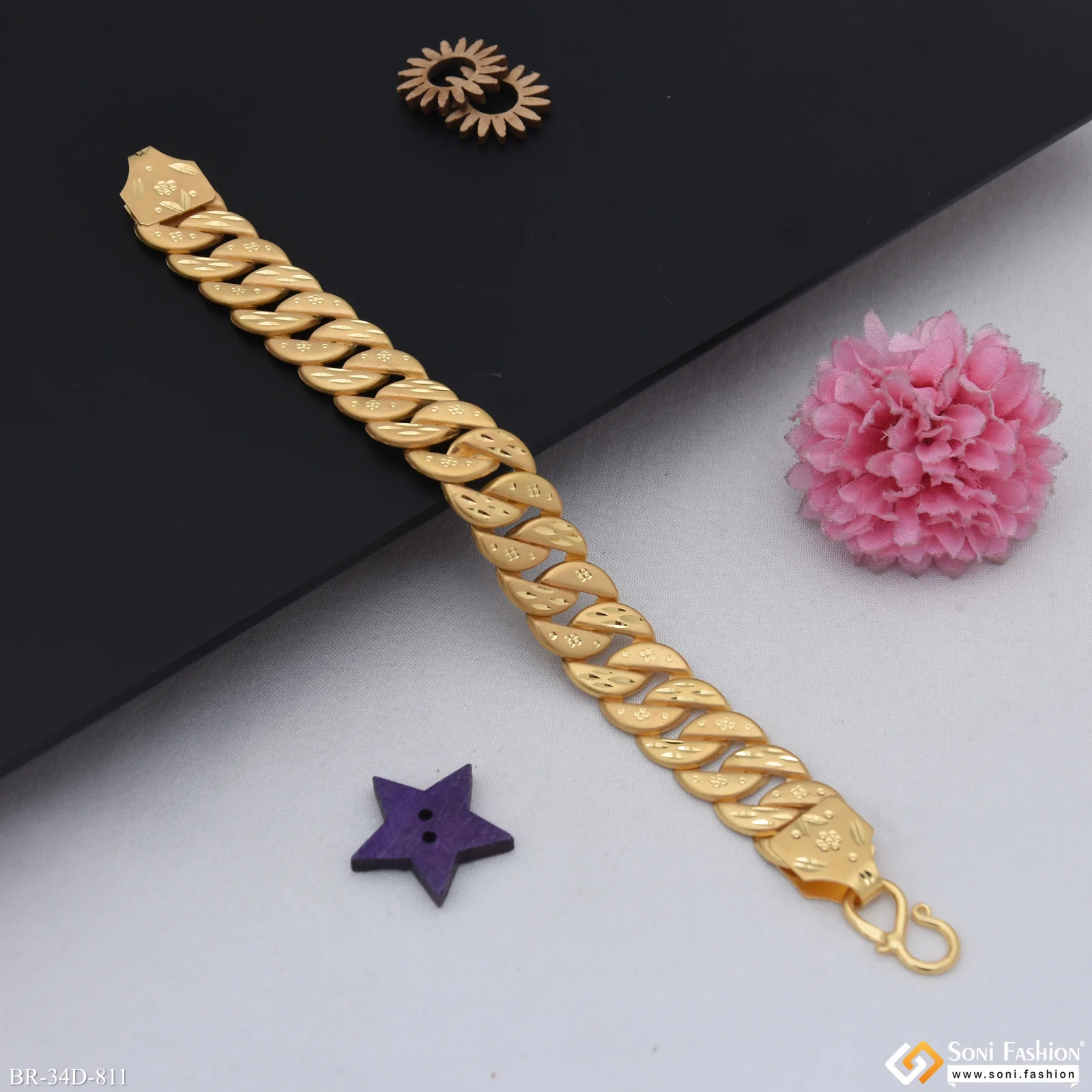 1 Gram Gold Plated Amazing Design Pokal Bracelet for Men - Style D811 - Image 4