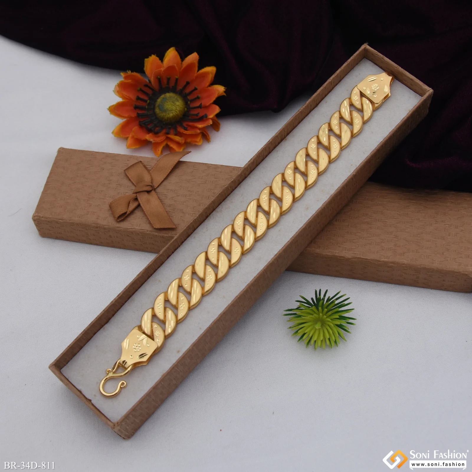 1 Gram Gold Plated Amazing Design Pokal Bracelet for Men - Style D811 - Image 5