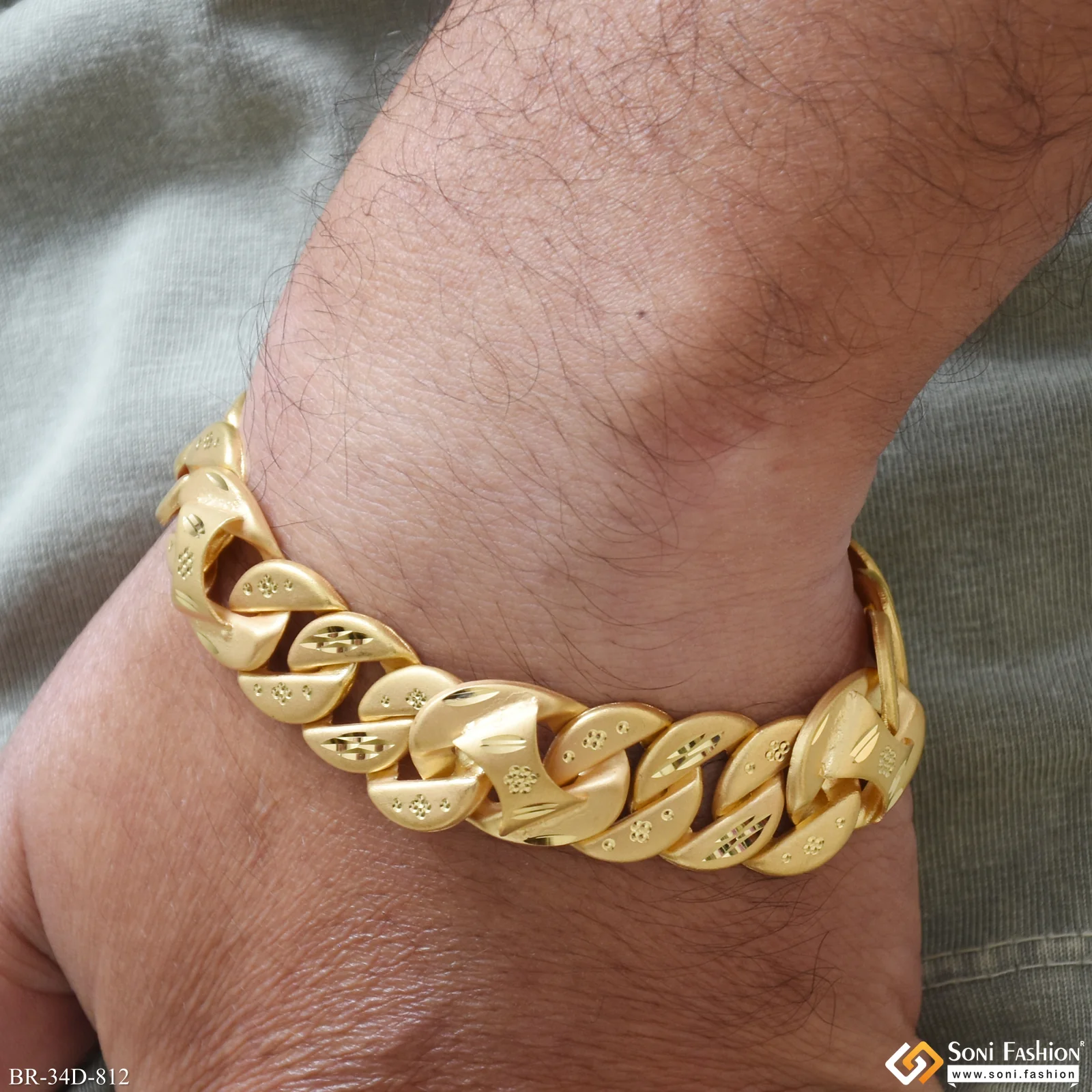 1 Gram Gold Plated Amazing Design Pokal Bracelet for Men - Style D812