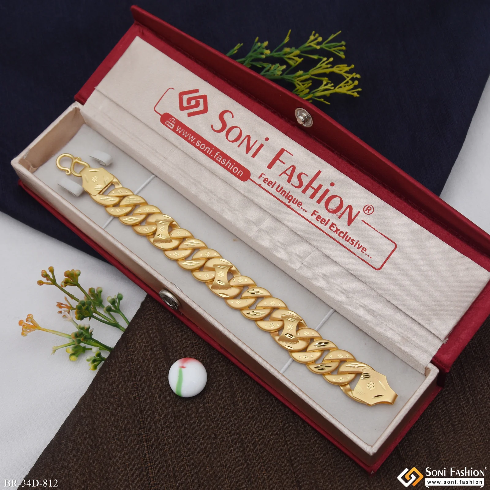 1 Gram Gold Plated Amazing Design Pokal Bracelet for Men - Style D812 - Image 2