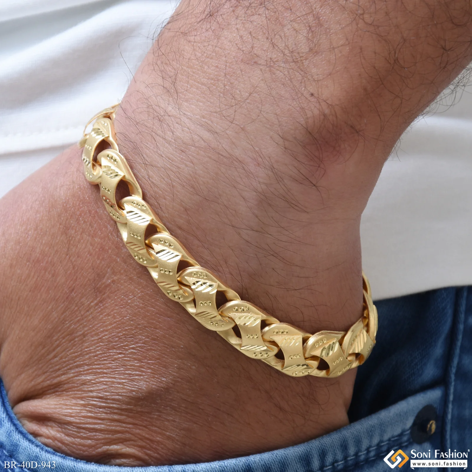 1 Gram Gold Plated Amazing Design Pokal Bracelet for Men - Style D943