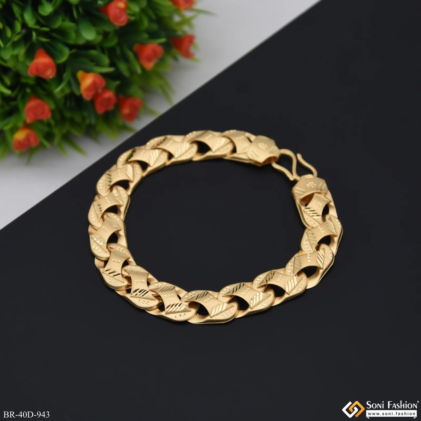 1 Gram Gold Plated Amazing Design Pokal Bracelet for Men - Style D943 - Image 3