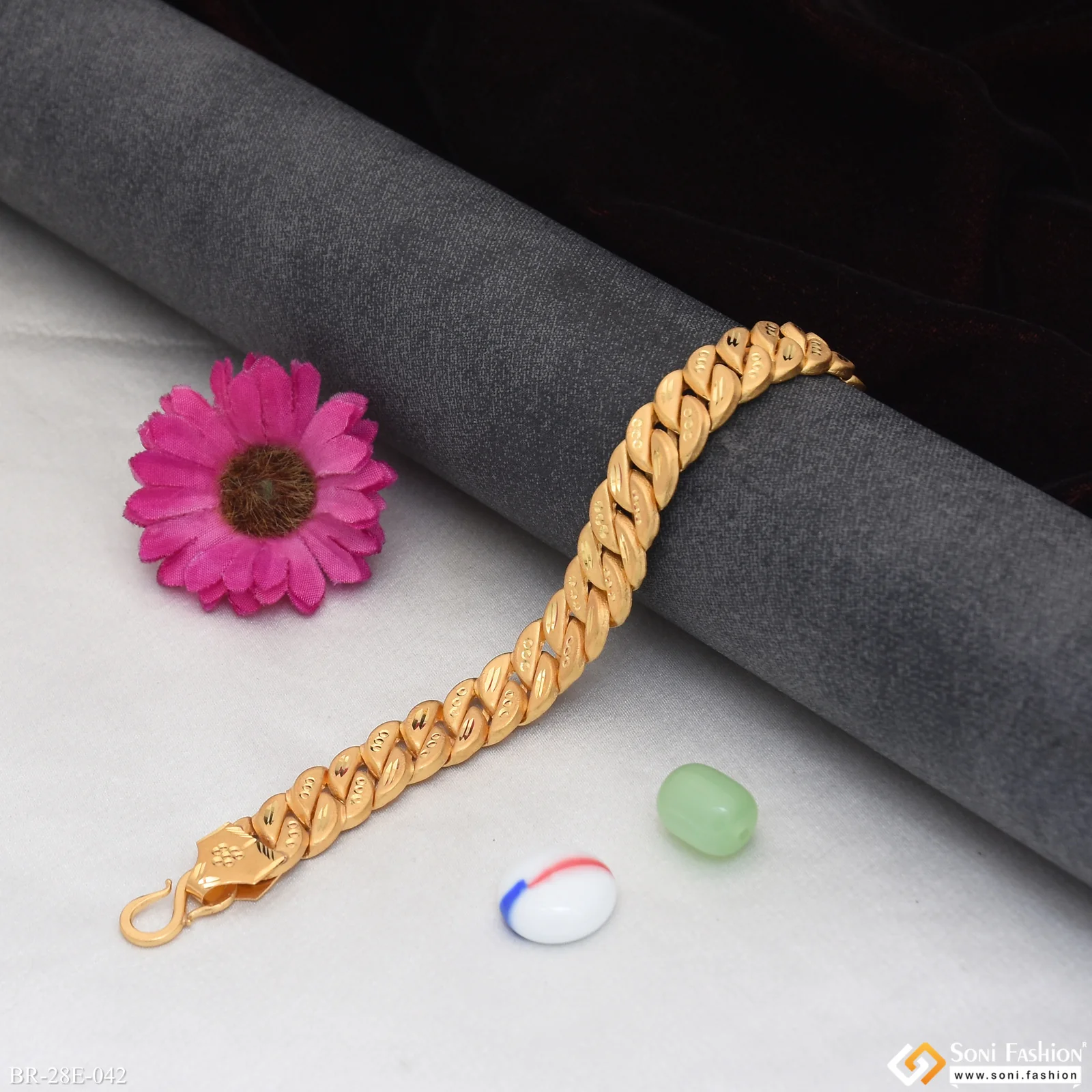 1 Gram Gold Plated Amazing Design Pokal Bracelet for Men - Style E042 - Image 3