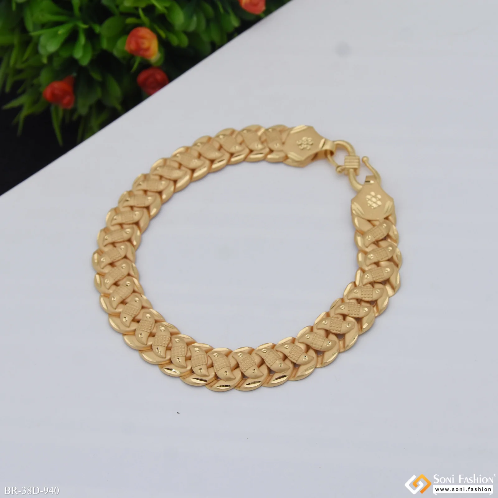 1 Gram Gold Plated Amazing Design Pokal Bracelet - Style D940 - Image 5