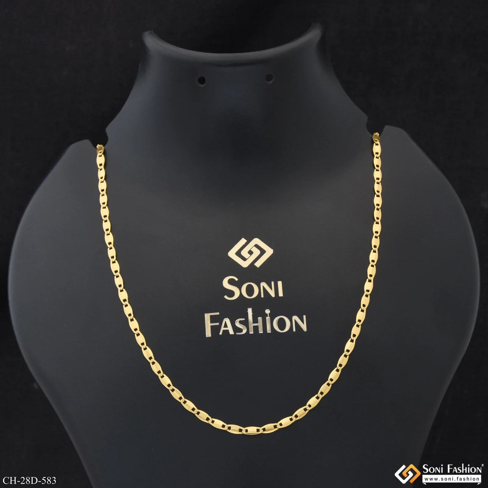 1 Gram Gold Plated Antique Design Chain for Men - Style D583 - Image 2
