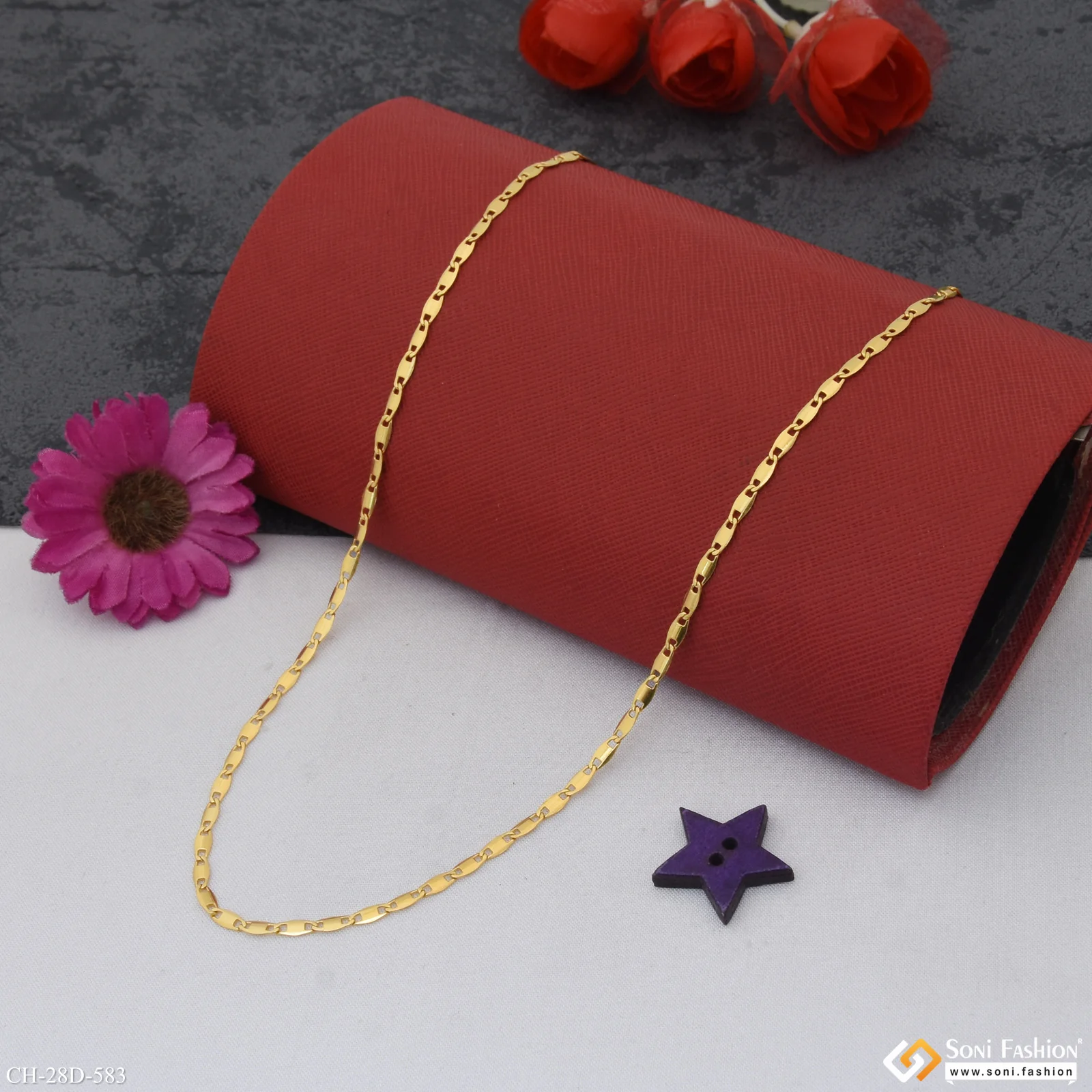 1 Gram Gold Plated Antique Design Chain for Men - Style D583 - Image 5