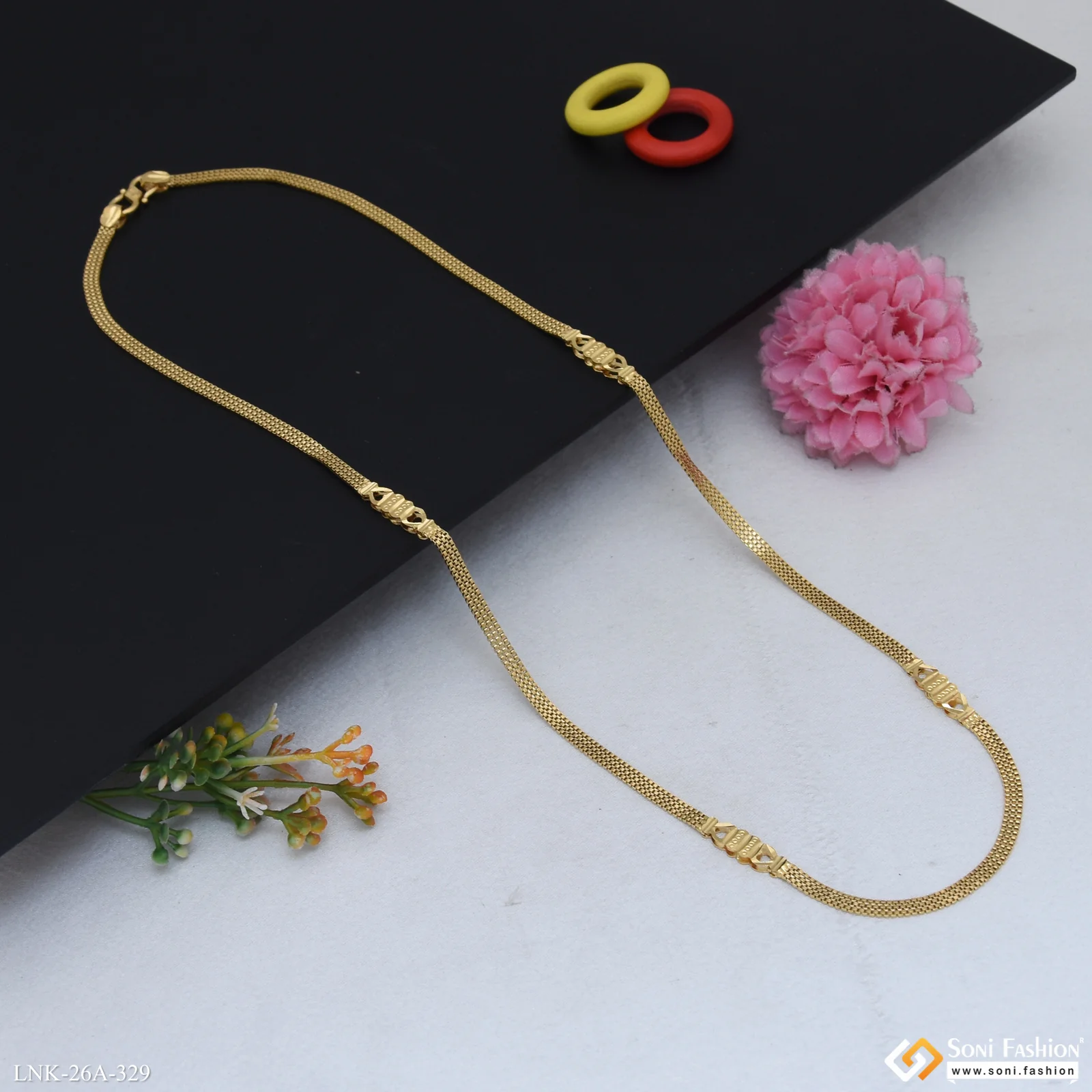 1 Gram Gold Plated Antique Design Graceful Design Chain for Ladies - Style A329 - Image 5