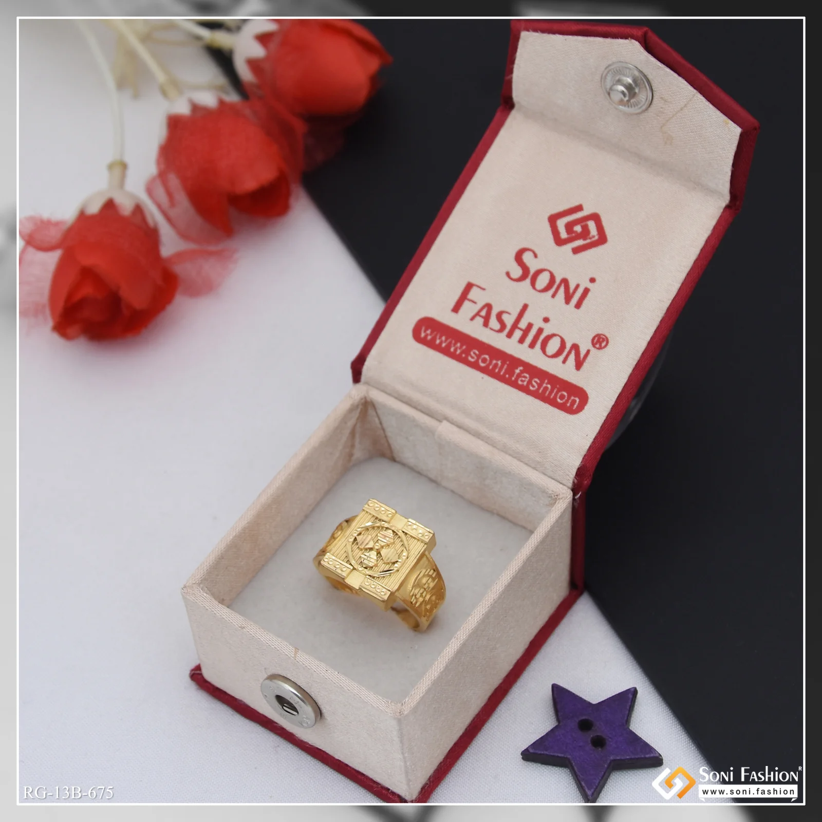 1 Gram Gold Plated Antique Design Ring for Men - Style B675 - Image 2