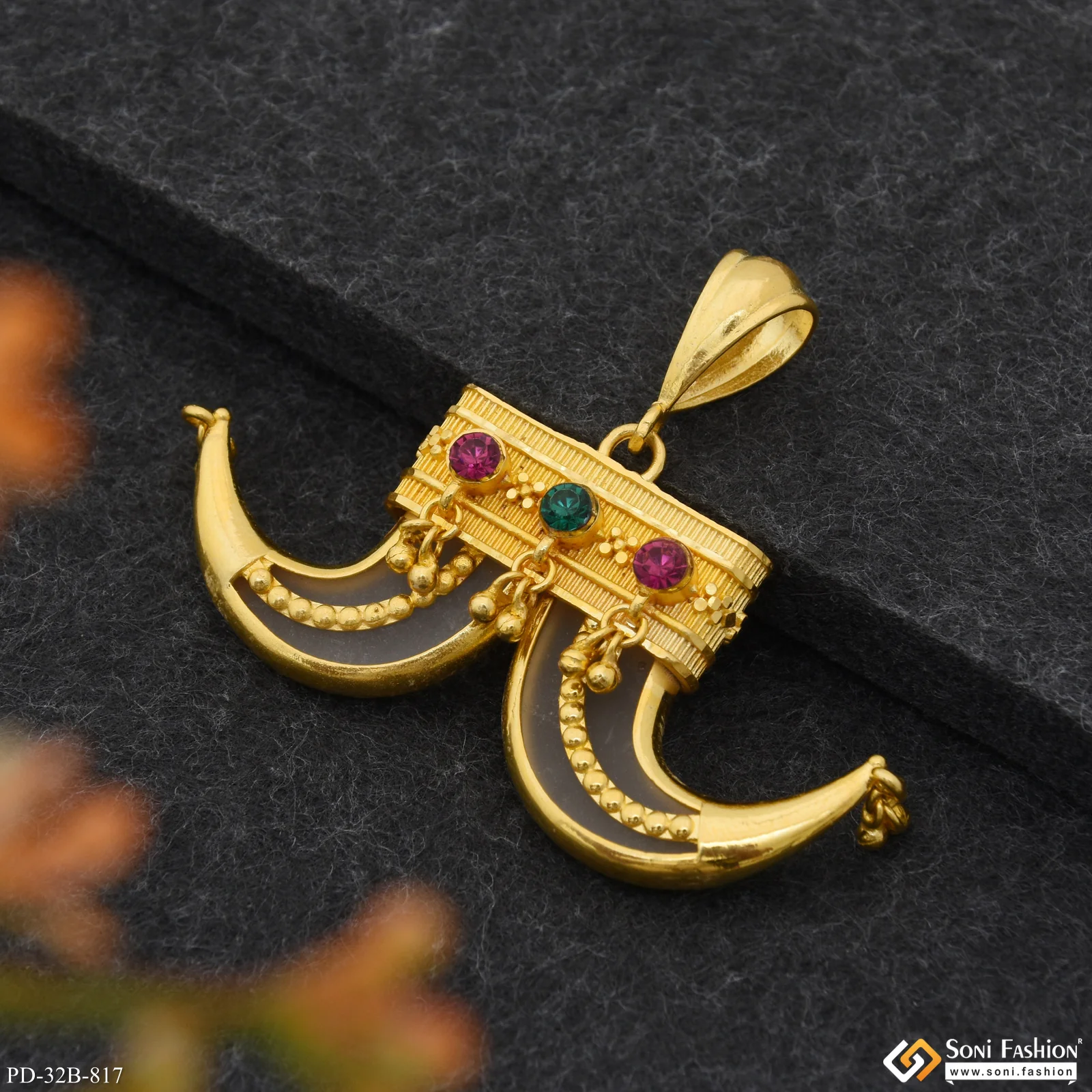 1 Gram Gold Plated Dual Nail Design Pendant for Men - Style B817 - Image 6