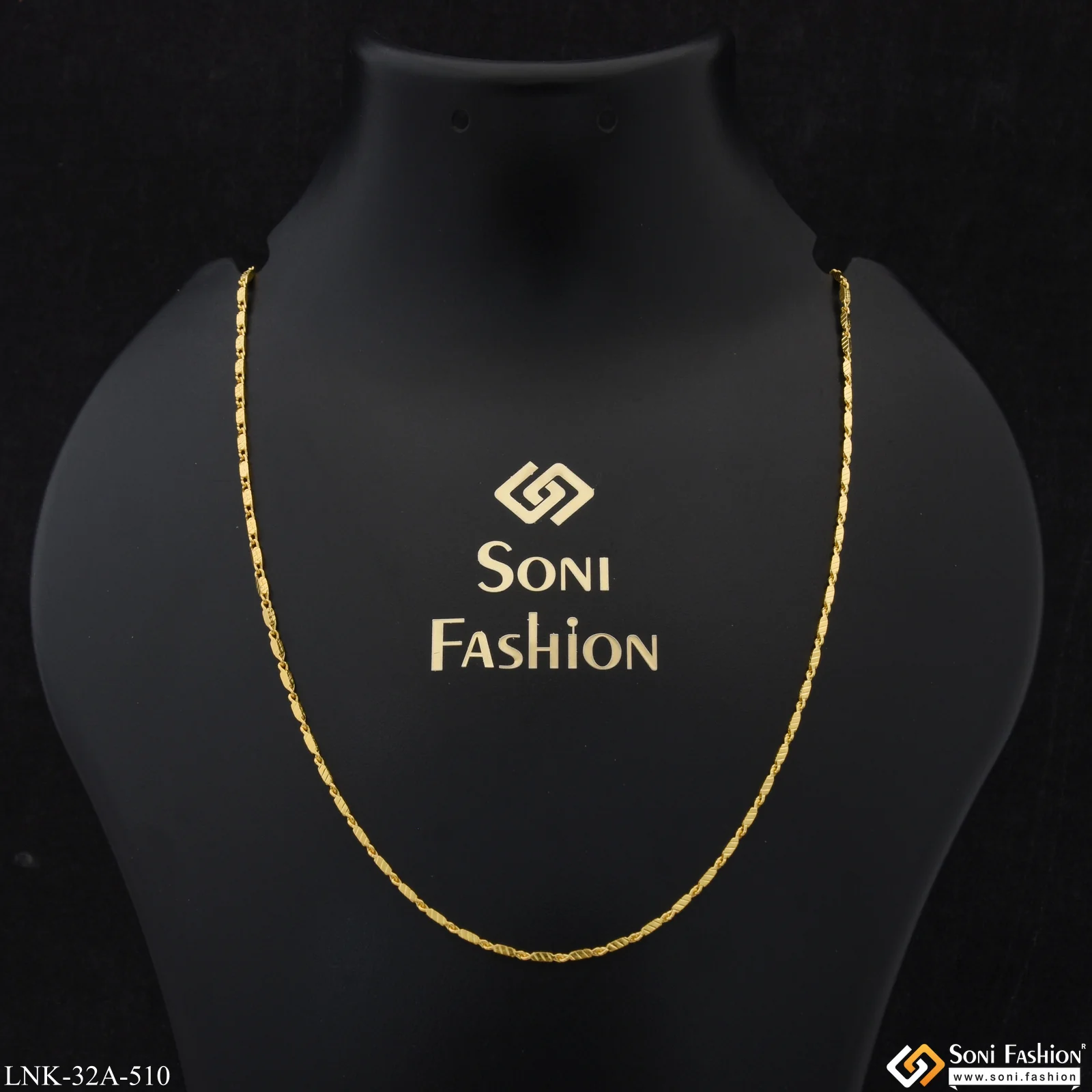 1 Gram Gold Plated Artisanal Design Chain for Ladies - Style A510 - Image 2