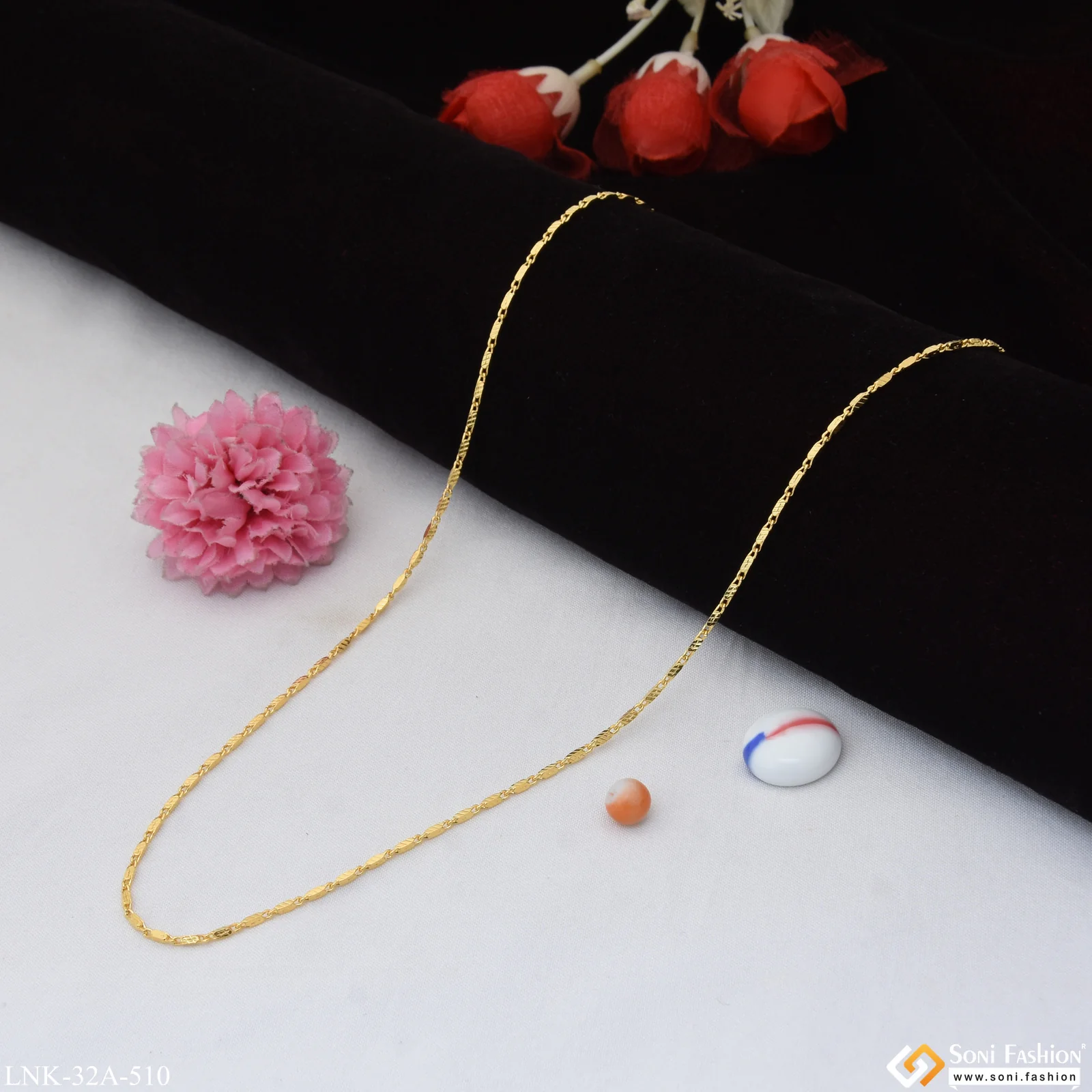 1 Gram Gold Plated Artisanal Design Chain for Ladies - Style A510 - Image 3