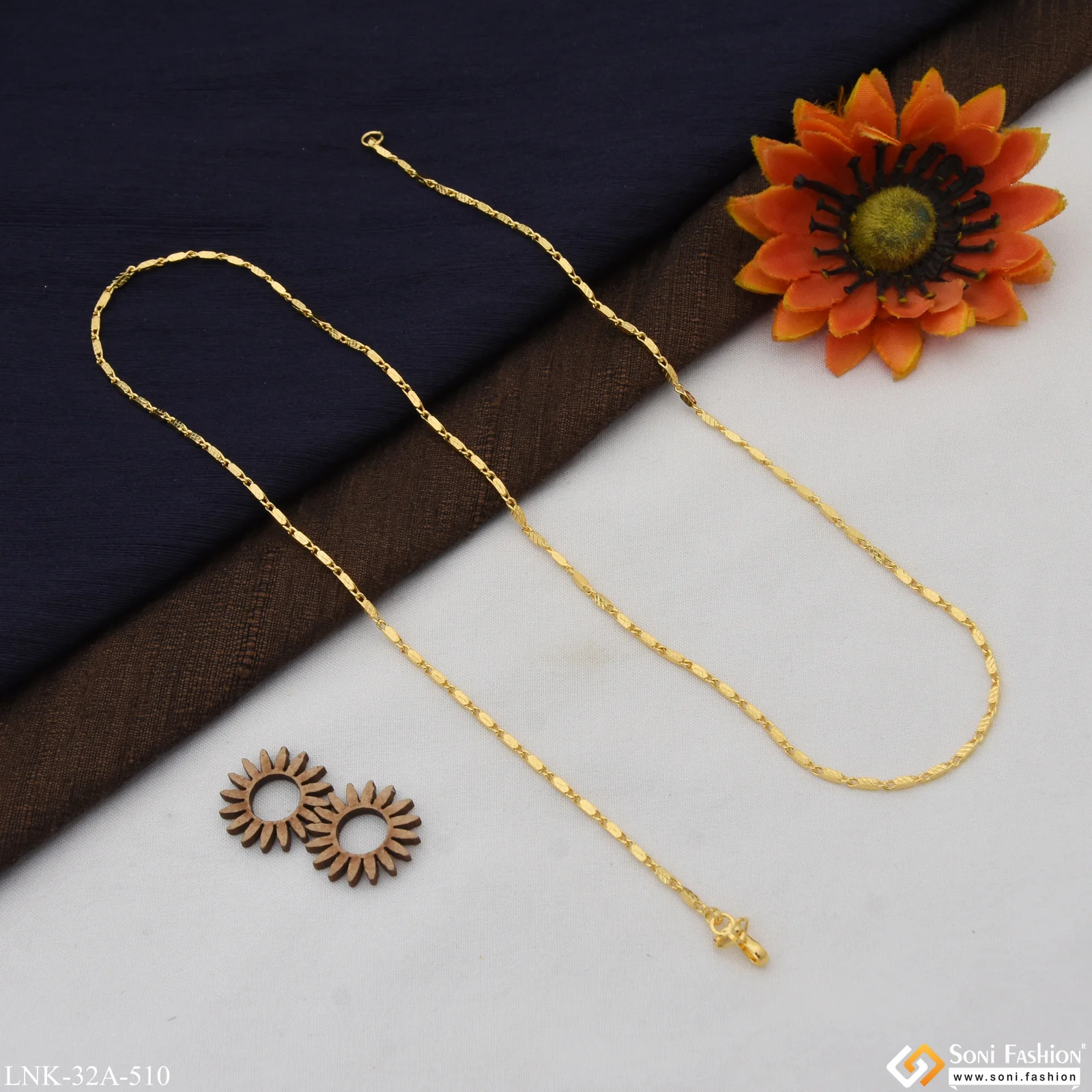 1 Gram Gold Plated Artisanal Design Chain for Ladies - Style A510 - Image 4