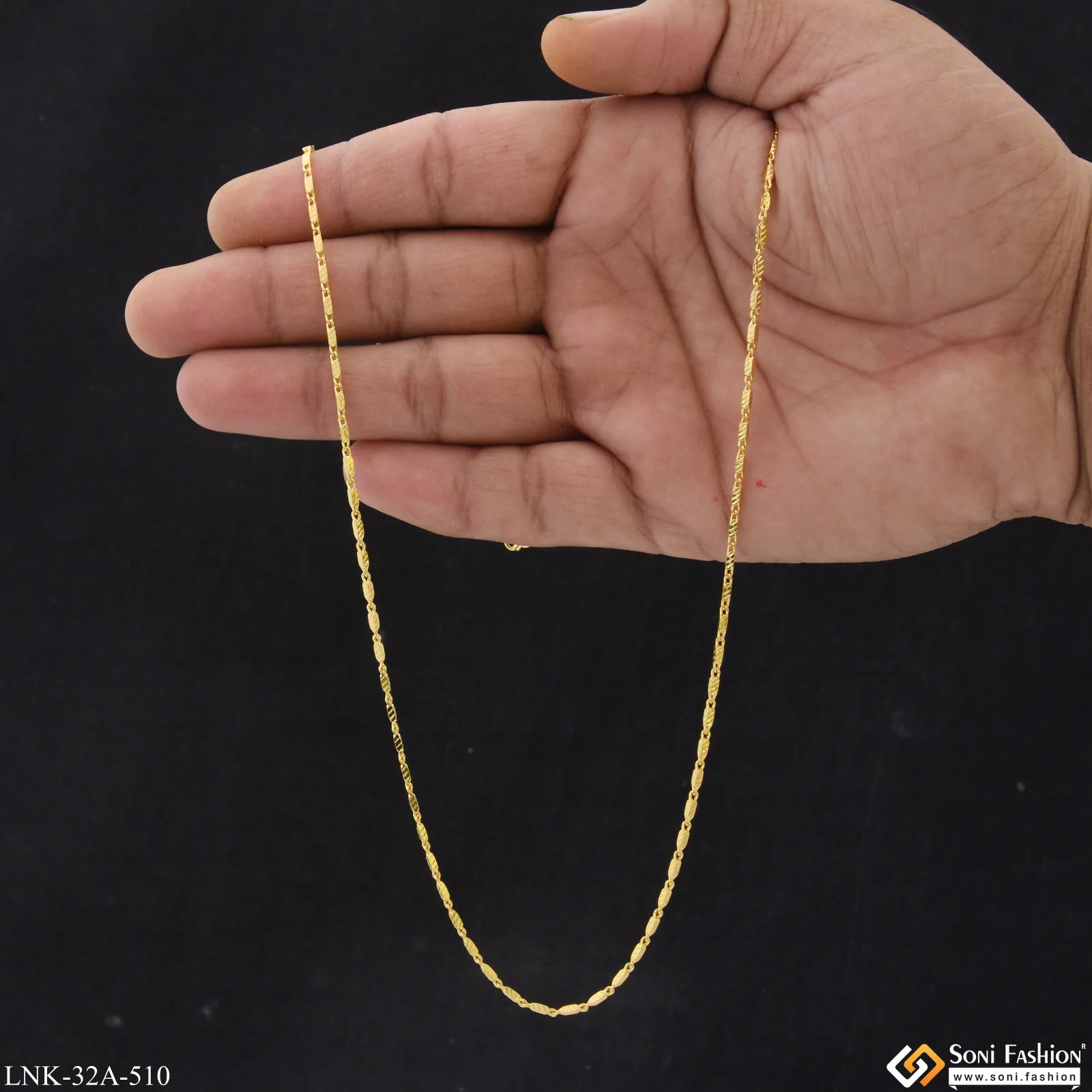 1 Gram Gold Plated Artisanal Design Chain for Ladies - Style A510 - Image 6