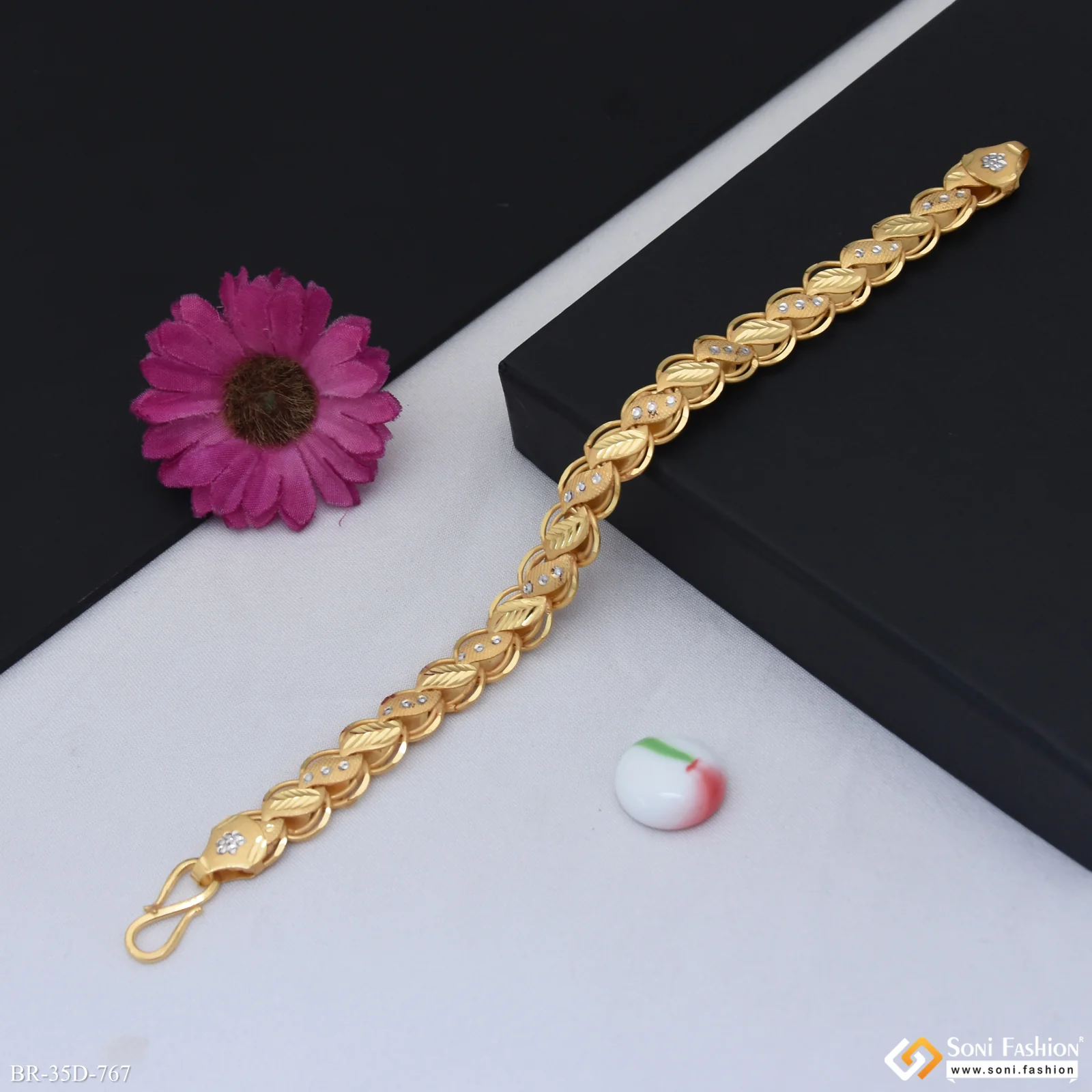 1 Gram Gold Plated Artisanal Design Kohli Bracelet for Men - Style D767 - Image 3