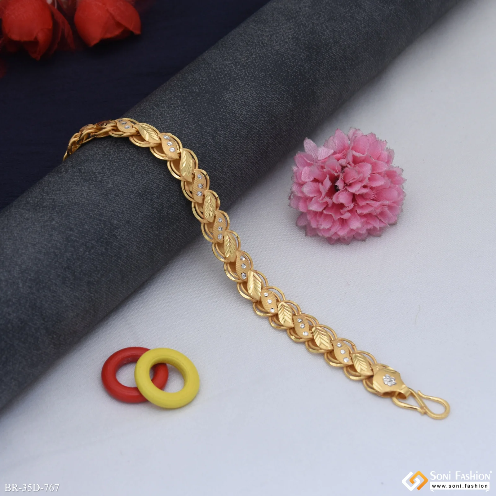 1 Gram Gold Plated Artisanal Design Kohli Bracelet for Men - Style D767 - Image 4