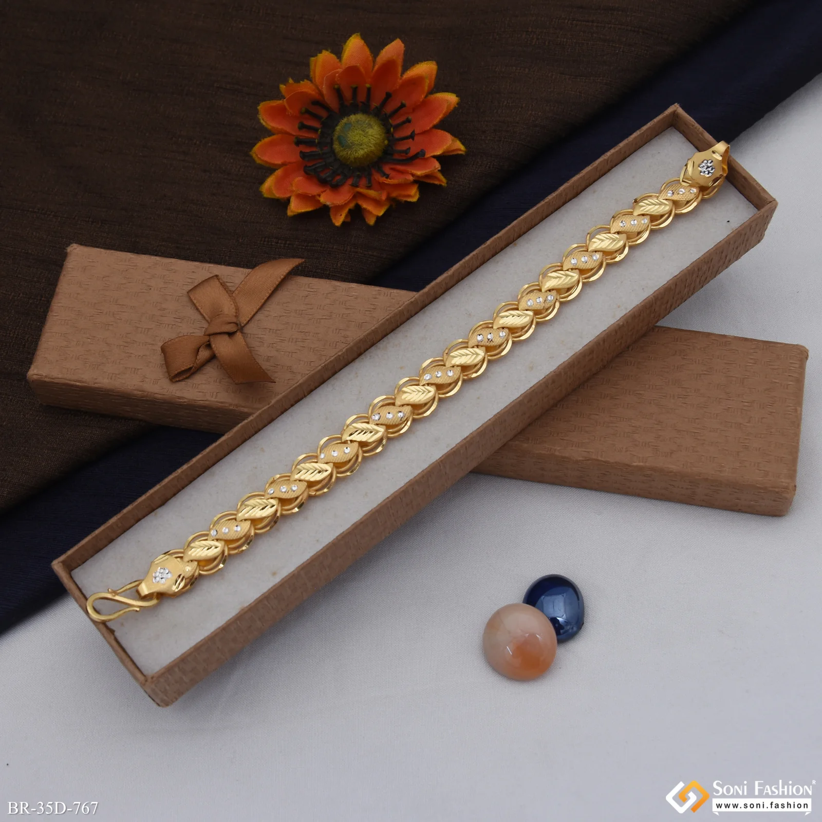 1 Gram Gold Plated Artisanal Design Kohli Bracelet for Men - Style D767 - Image 5
