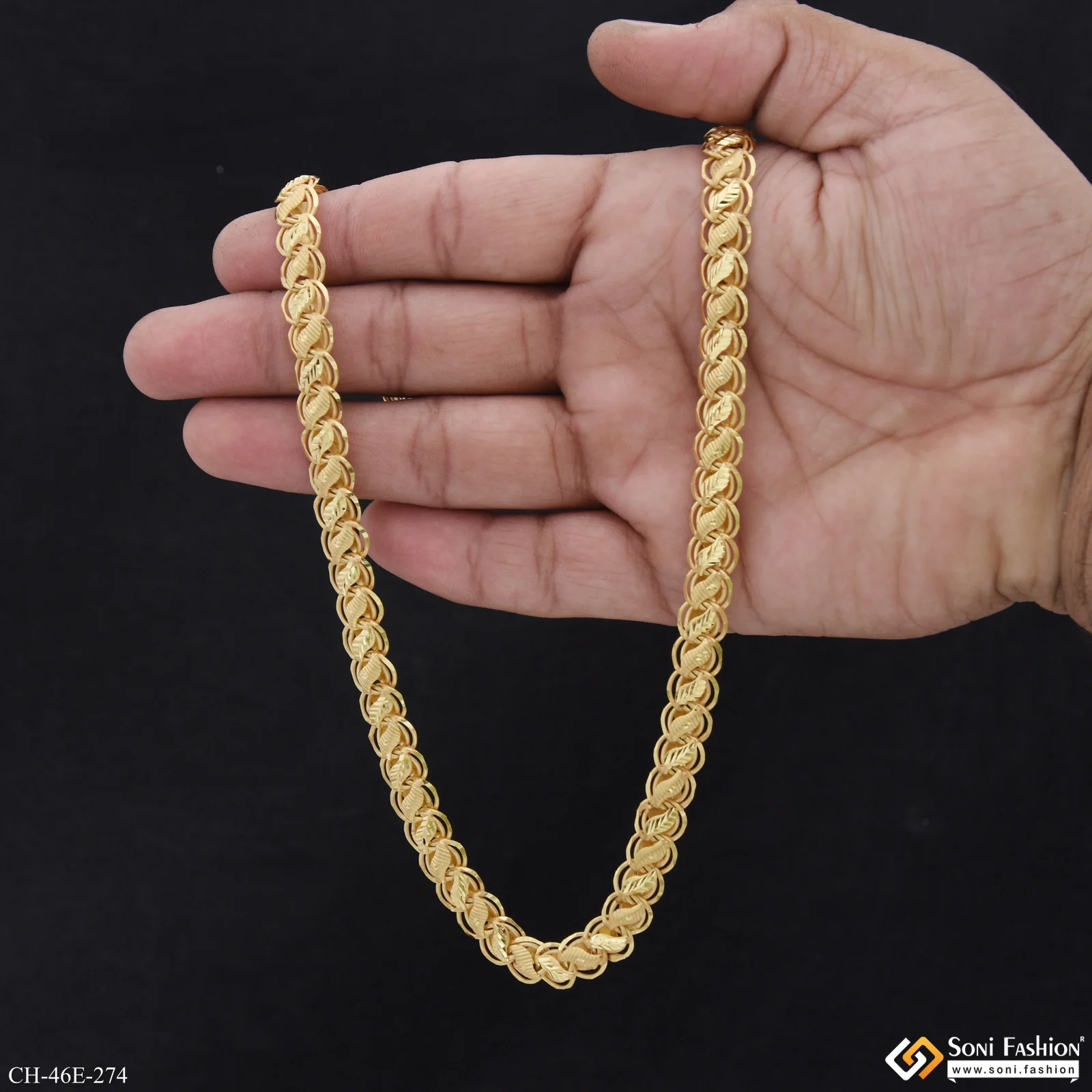 1 Gram Gold Plated Artisanal Design Kohli Chain for Men - Style E274 - Image 6