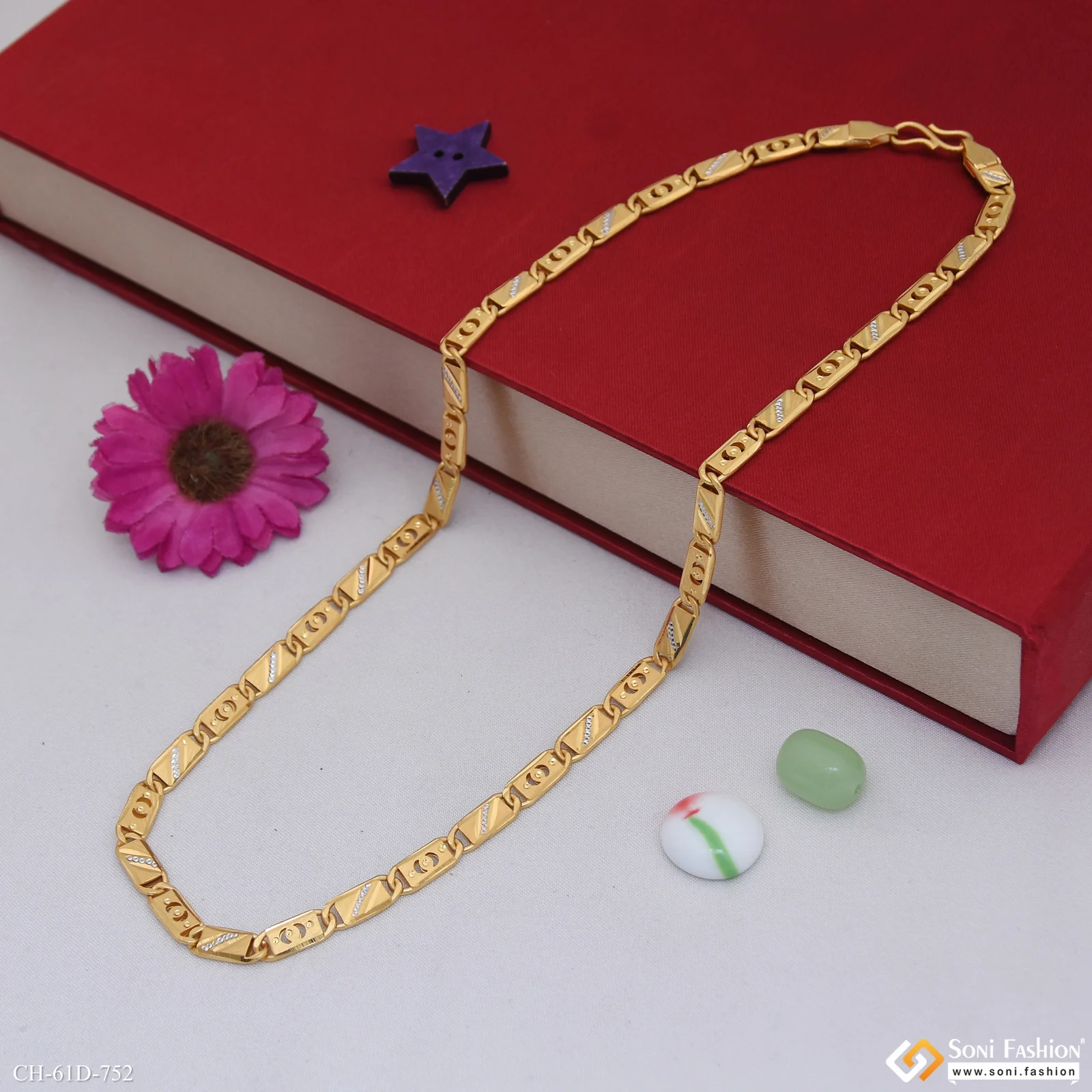 1 Gram Gold Plated Artisanal Design Nawabi Chain for Men - Style D752 - Image 6