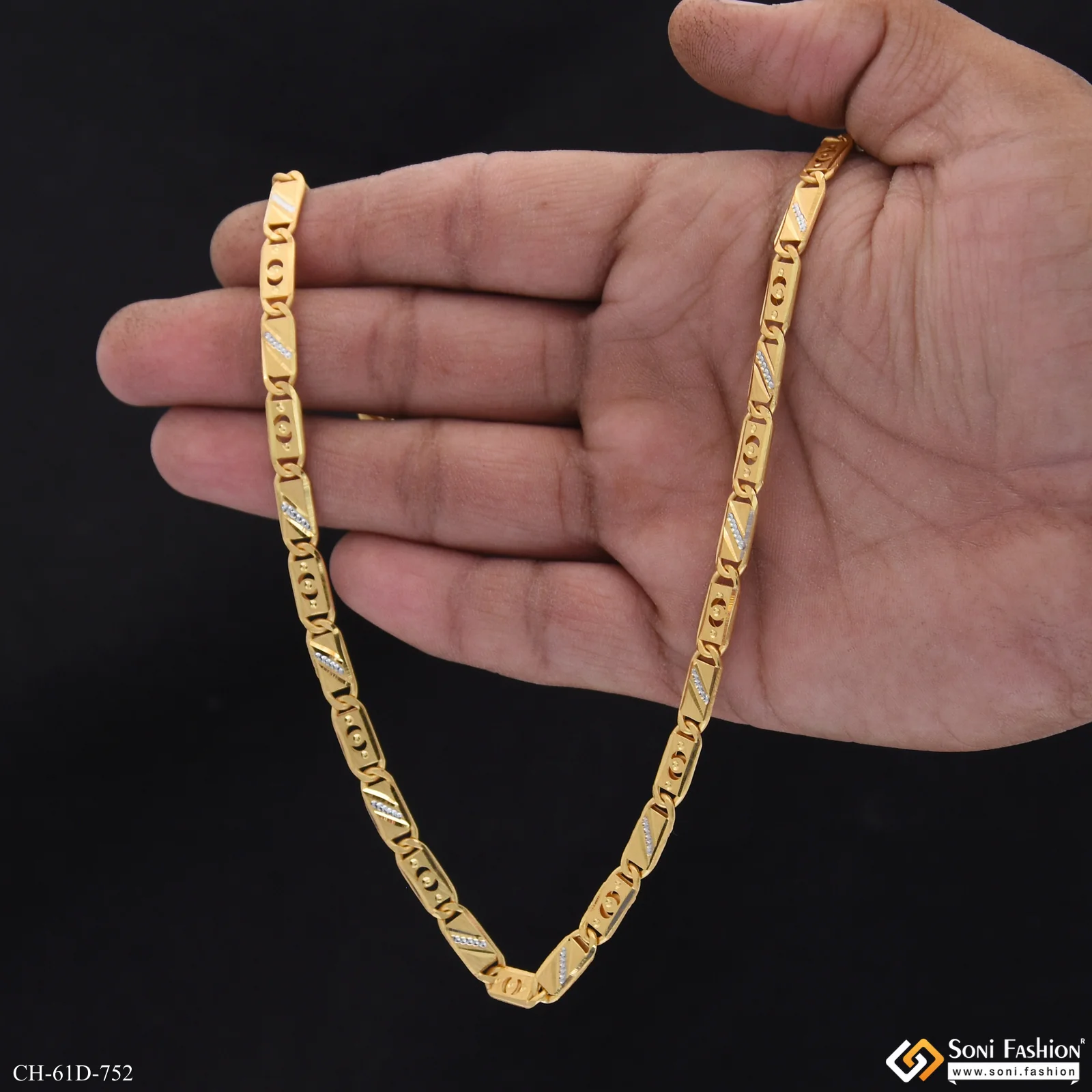 1 Gram Gold Plated Artisanal Design Nawabi Chain for Men - Style D752 - Image 7