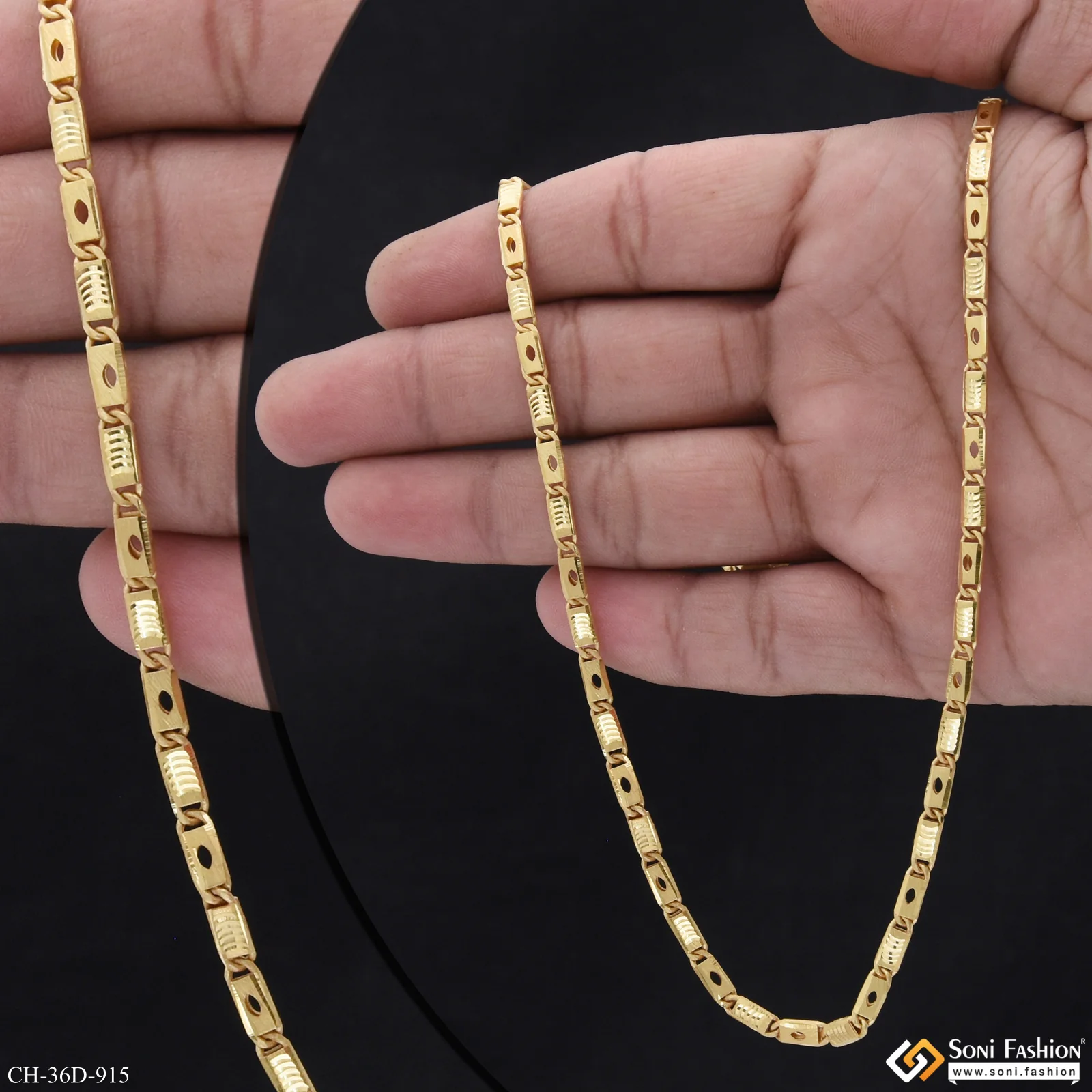 1 Gram Gold Plated Artisanal Design Nawabi Chain for Men - Style D915 - Image 2