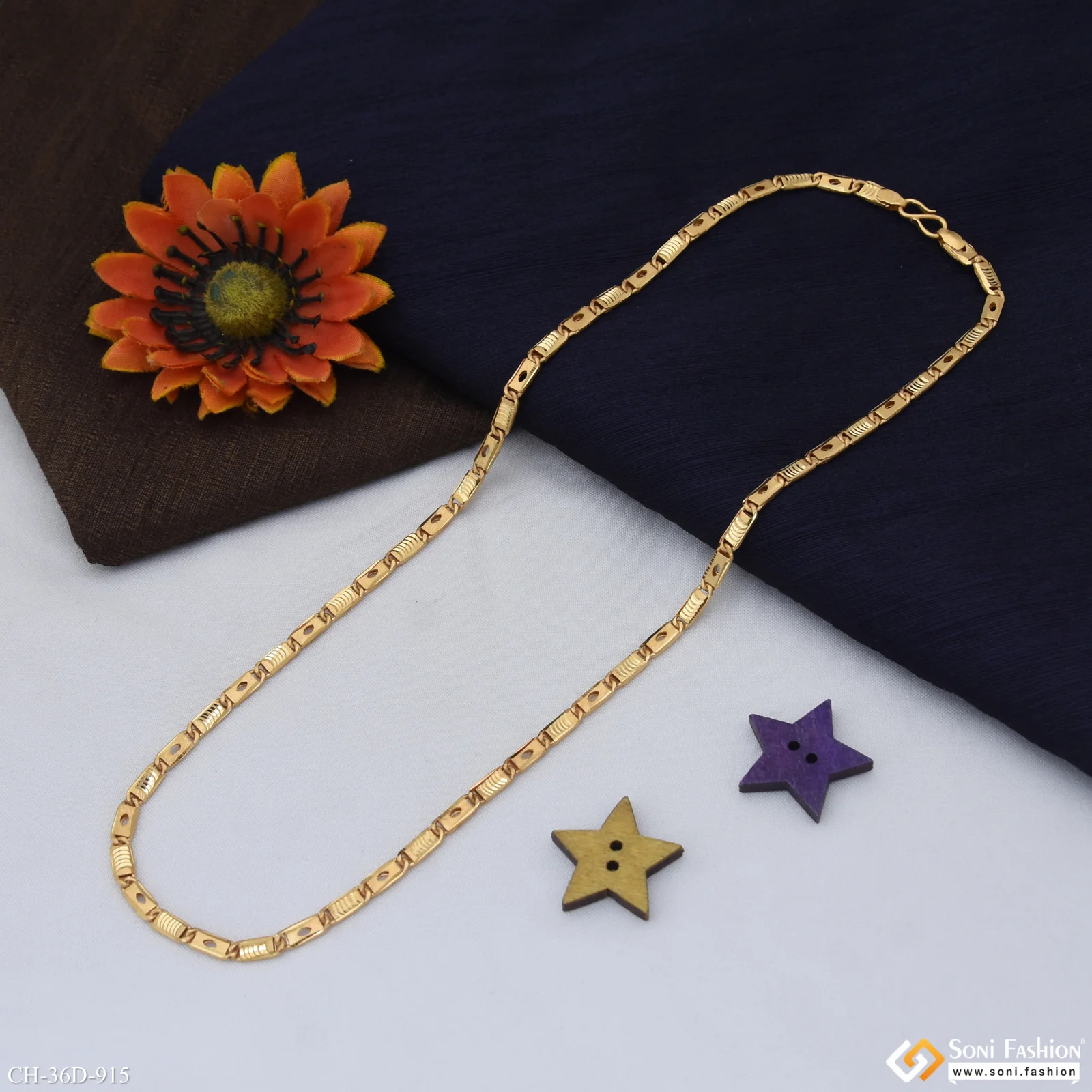 1 Gram Gold Plated Artisanal Design Nawabi Chain for Men - Style D915 - Image 4