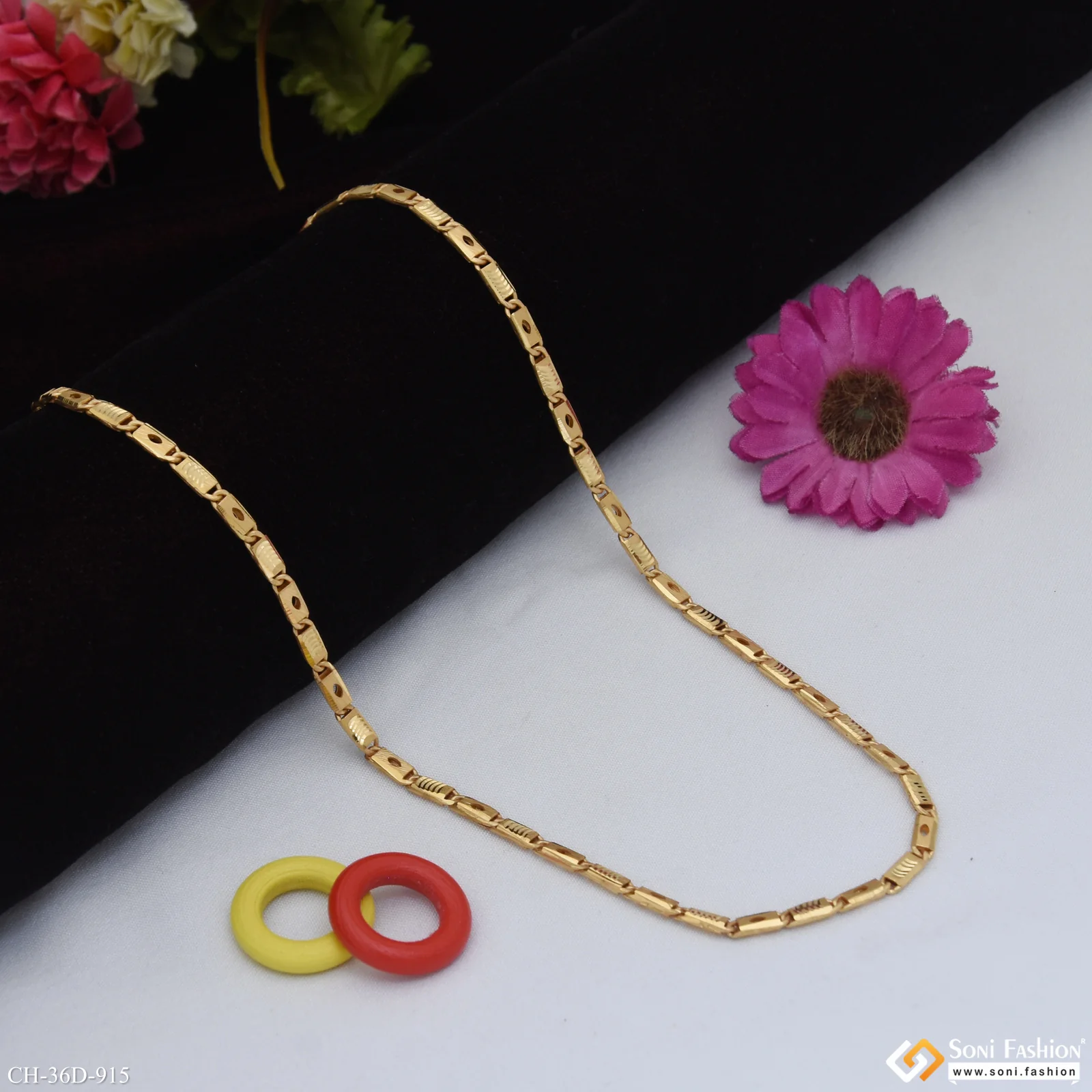 1 Gram Gold Plated Artisanal Design Nawabi Chain for Men - Style D915 - Image 5