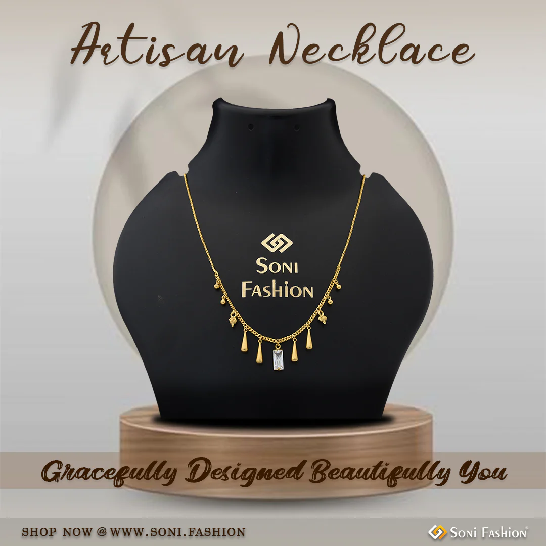 1 Gram Gold Plated Artisanal Design Necklace for Ladies - Style A516
